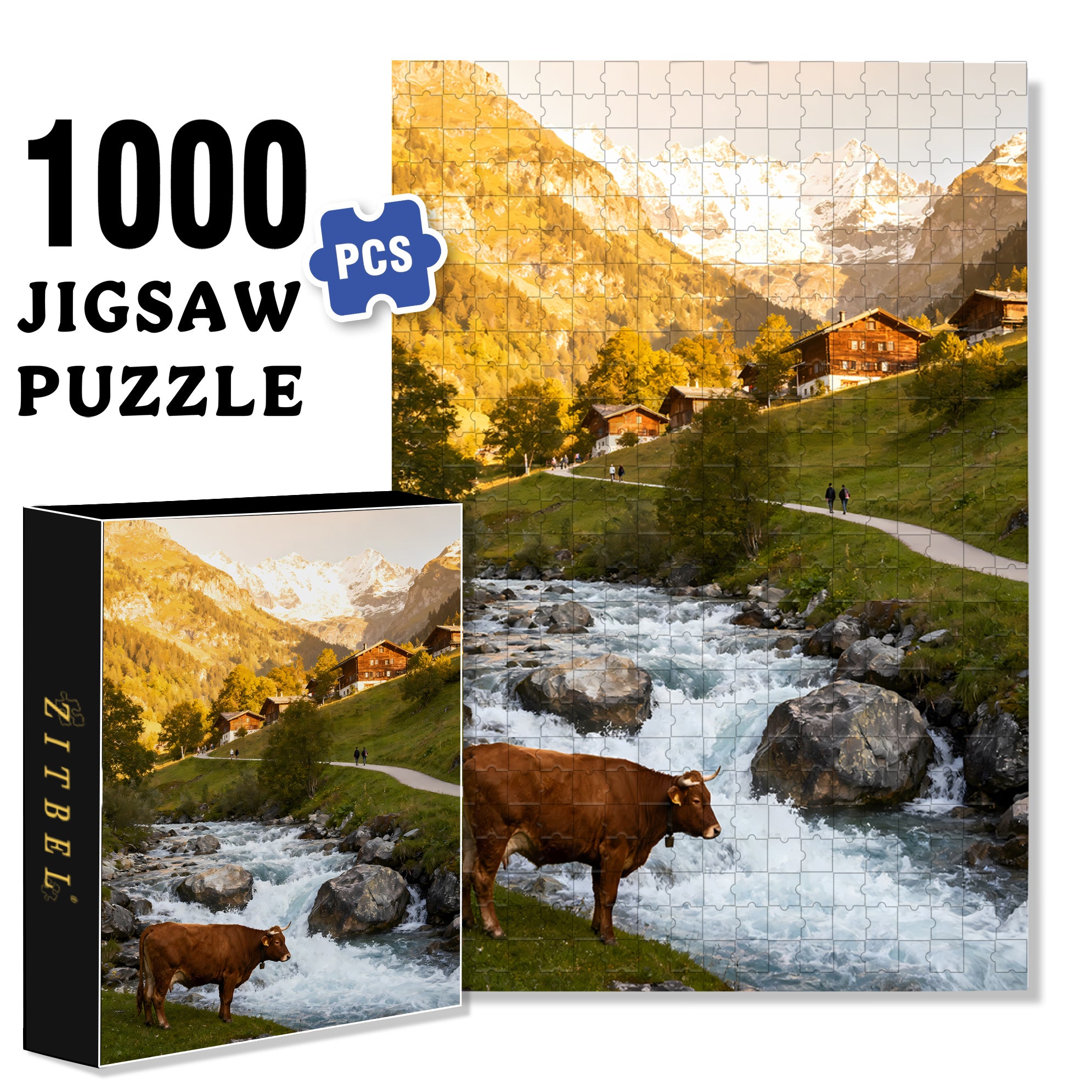 Foothills Of The Alps 500pcs/1000pcs Jigsaw Puzzle, Scratch-Resistant, Interactive Family Game & Brain-Boosting DIY Decor, Perfect for Halloween, Christmas & New Year Gifts, Family Puzzle Game