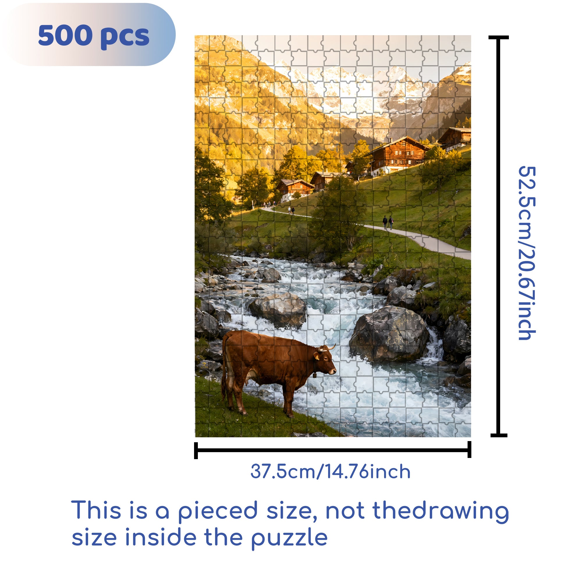 Foothills Of The Alps 500pcs/1000pcs Jigsaw Puzzle, Scratch-Resistant, Interactive Family Game & Brain-Boosting DIY Decor, Perfect for Halloween, Christmas & New Year Gifts, Family Puzzle Game