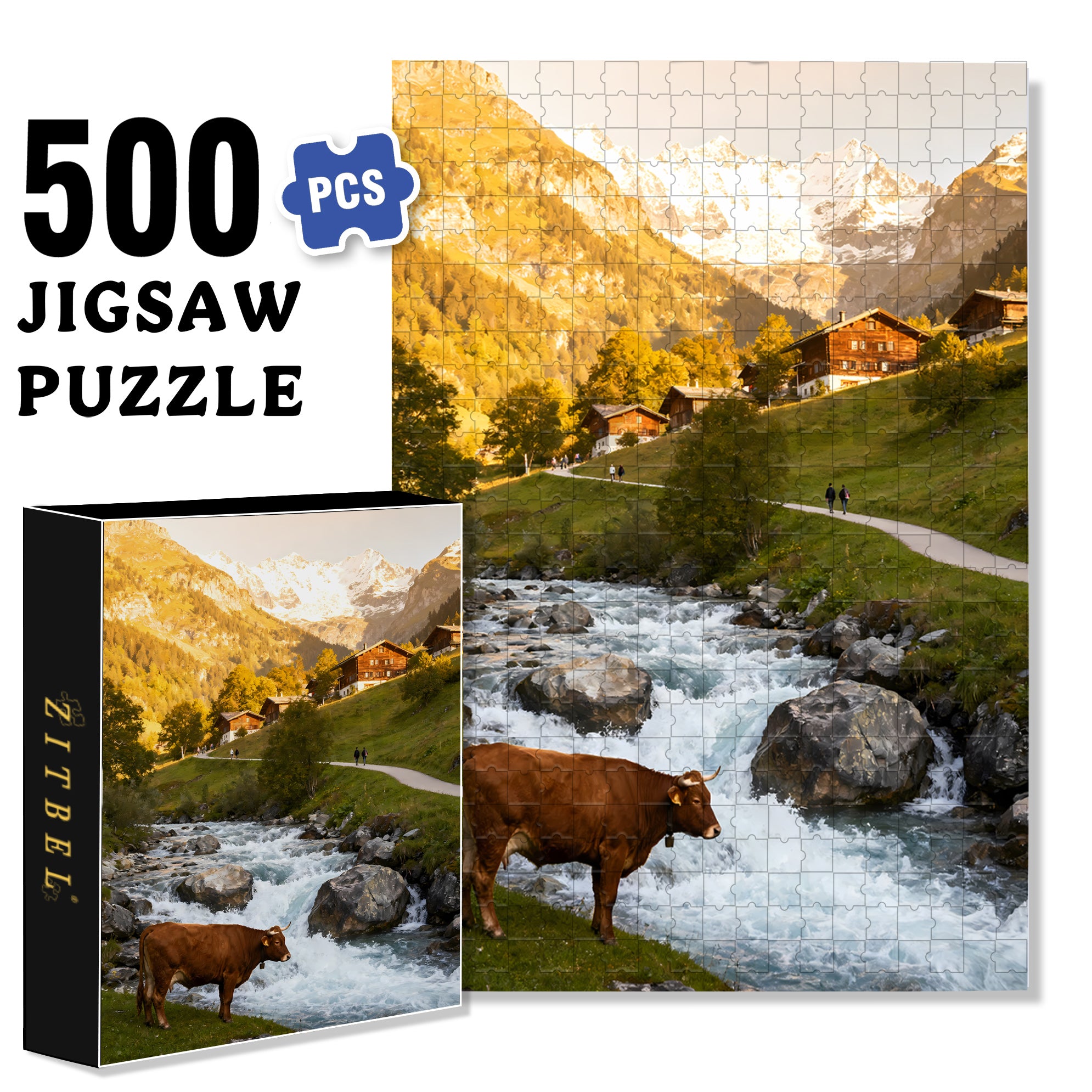 Foothills Of The Alps 500pcs/1000pcs Jigsaw Puzzle, Scratch-Resistant, Interactive Family Game & Brain-Boosting DIY Decor, Perfect for Halloween, Christmas & New Year Gifts, Family Puzzle Game