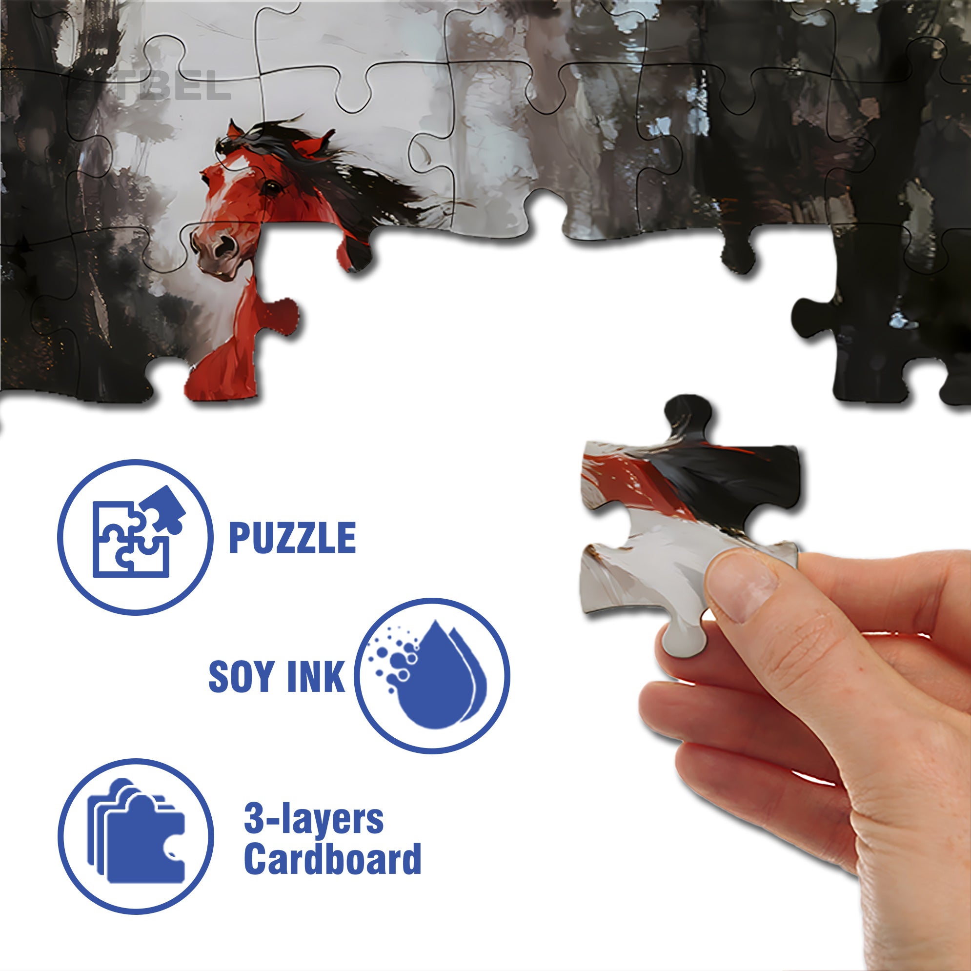 Galloping Horse 500pcs/1000pcs Jigsaw Puzzle, Scratch-Resistant, Interactive Family Game & Brain-Boosting DIY Decor, Perfect for Halloween, Christmas & New Year Gifts, Family Puzzle Game