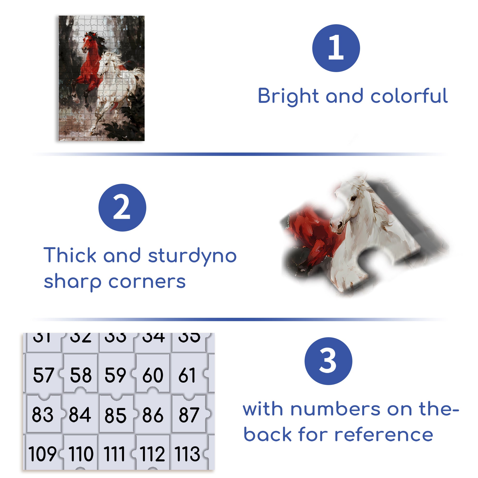 Galloping Horse 500pcs/1000pcs Jigsaw Puzzle, Scratch-Resistant, Interactive Family Game & Brain-Boosting DIY Decor, Perfect for Halloween, Christmas & New Year Gifts, Family Puzzle Game