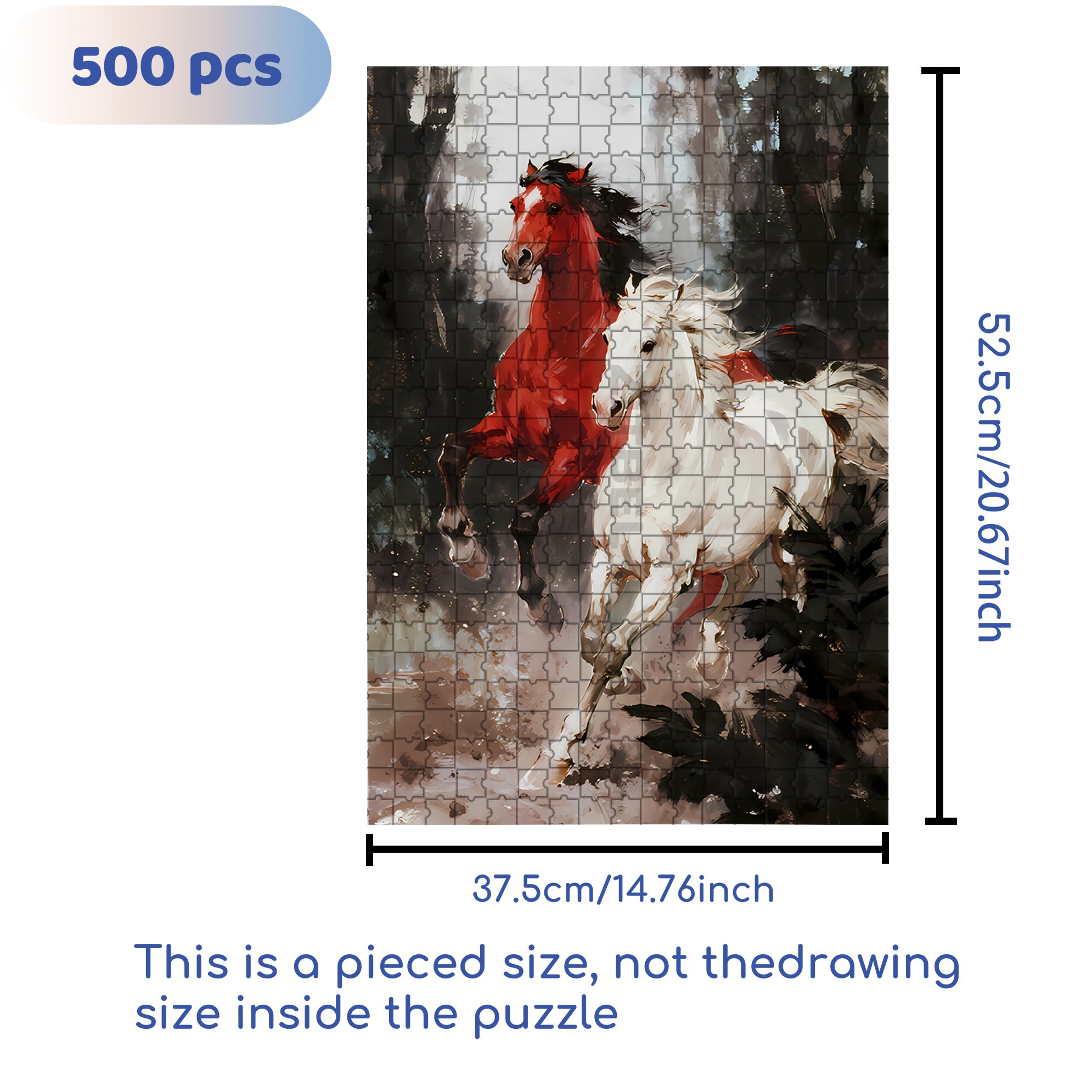 Galloping Horse 500pcs/1000pcs Jigsaw Puzzle, Scratch-Resistant, Interactive Family Game & Brain-Boosting DIY Decor, Perfect for Halloween, Christmas & New Year Gifts, Family Puzzle Game