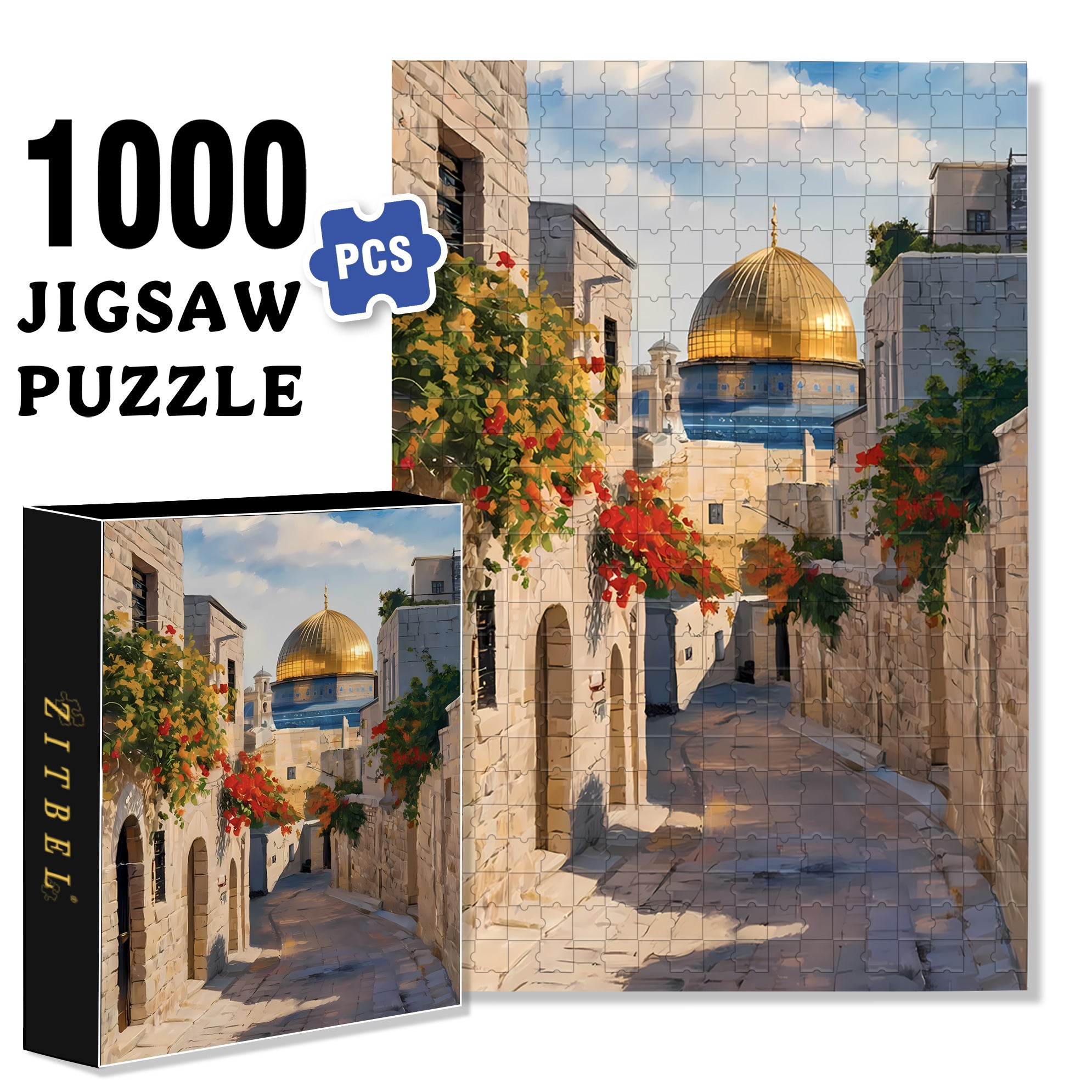 Golden Dome 500pcs/1000pcs Jigsaw Puzzle, Scratch-Resistant, Interactive Family Game & Brain-Boosting DIY Decor, Perfect for Halloween, Christmas & New Year Gifts, Family Puzzle Game