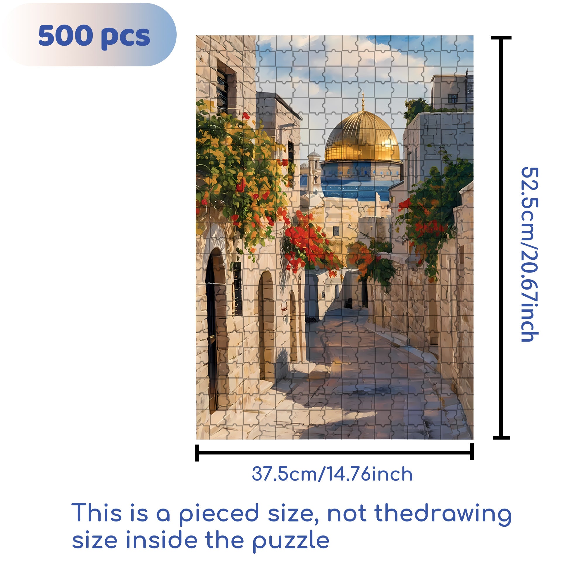 Golden Dome 500pcs/1000pcs Jigsaw Puzzle, Scratch-Resistant, Interactive Family Game & Brain-Boosting DIY Decor, Perfect for Halloween, Christmas & New Year Gifts, Family Puzzle Game