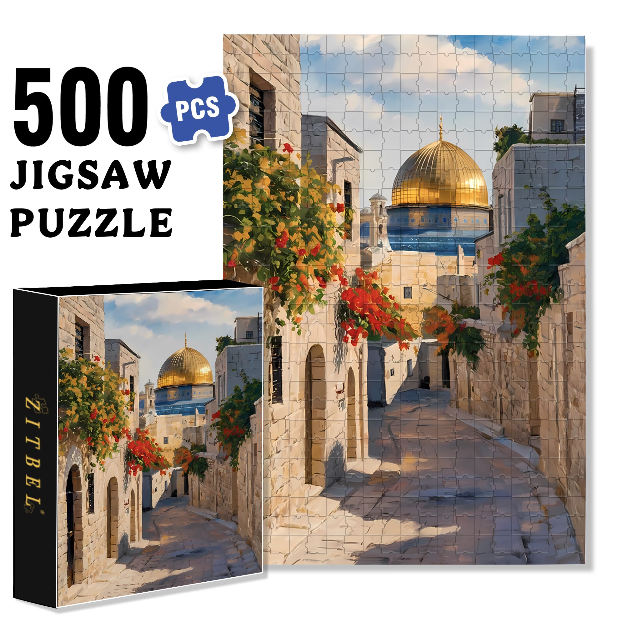 Golden Dome 500pcs/1000pcs Jigsaw Puzzle, Scratch-Resistant, Interactive Family Game & Brain-Boosting DIY Decor, Perfect for Halloween, Christmas & New Year Gifts, Family Puzzle Game