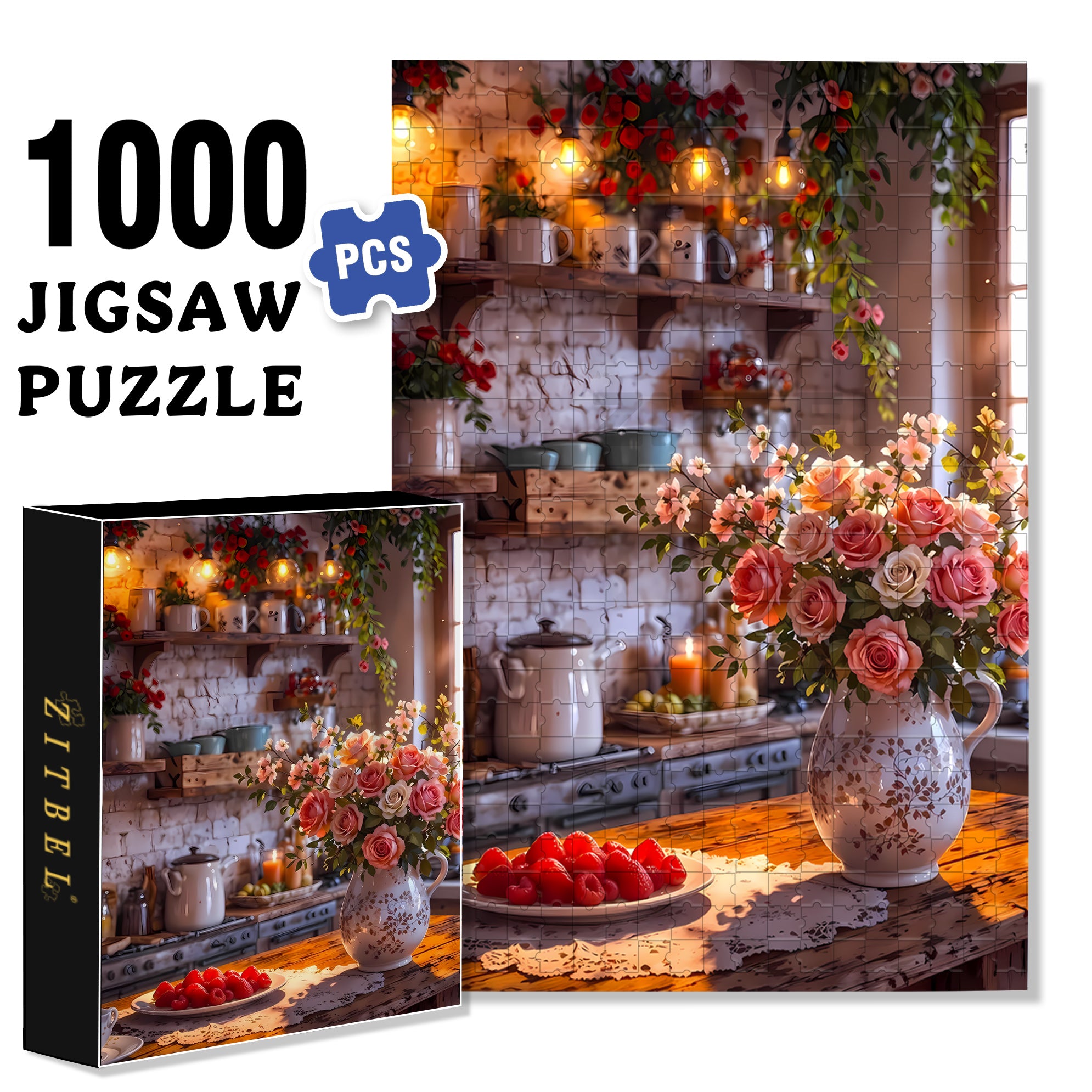 Grandma's Kitchen 500pcs/1000pcs Jigsaw Puzzle, Scratch-Resistant, Interactive Family Game & Brain-Boosting DIY Decor, Perfect for Halloween, Christmas & New Year Gifts, Family Puzzle Game