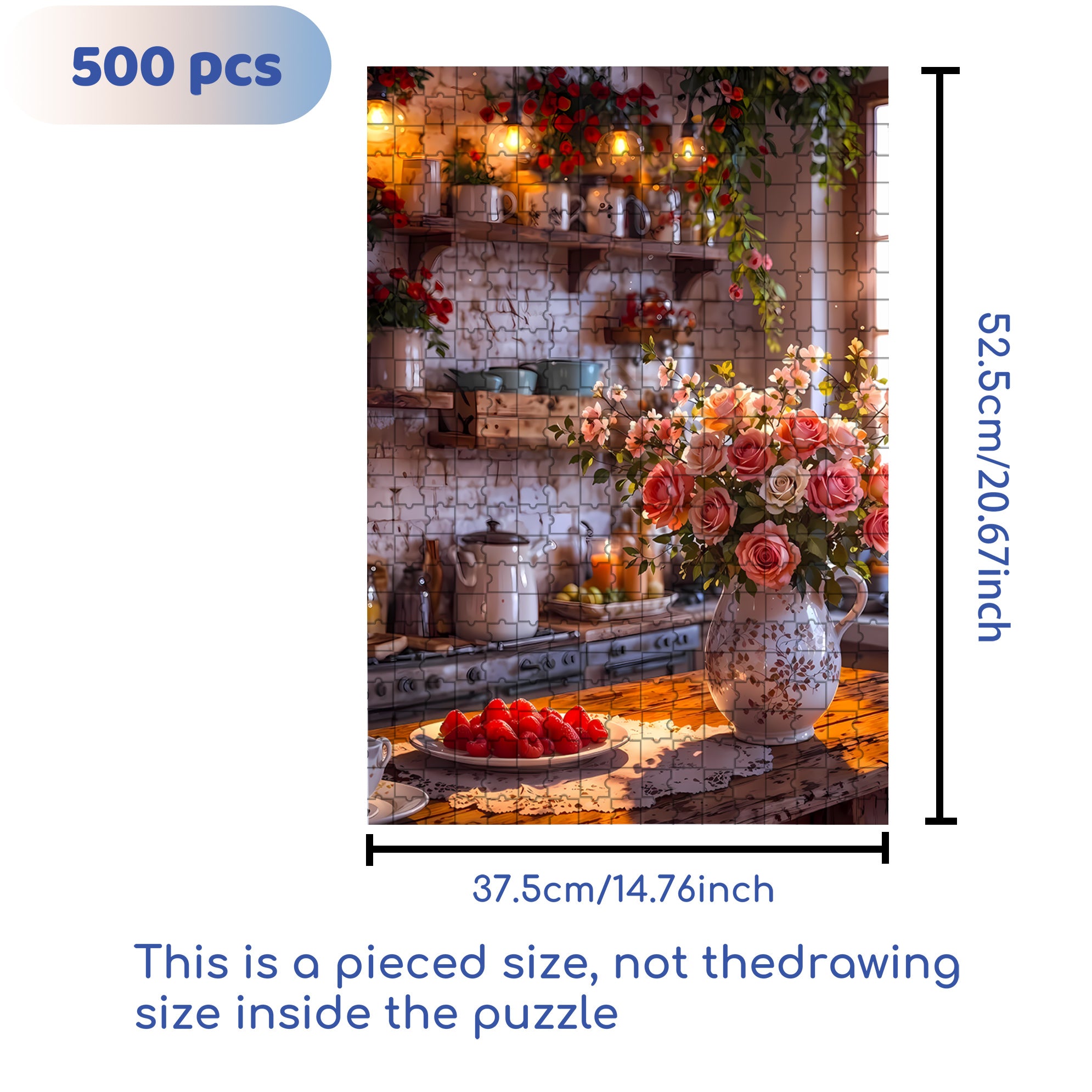 Grandma's Kitchen 500pcs/1000pcs Jigsaw Puzzle, Scratch-Resistant, Interactive Family Game & Brain-Boosting DIY Decor, Perfect for Halloween, Christmas & New Year Gifts, Family Puzzle Game