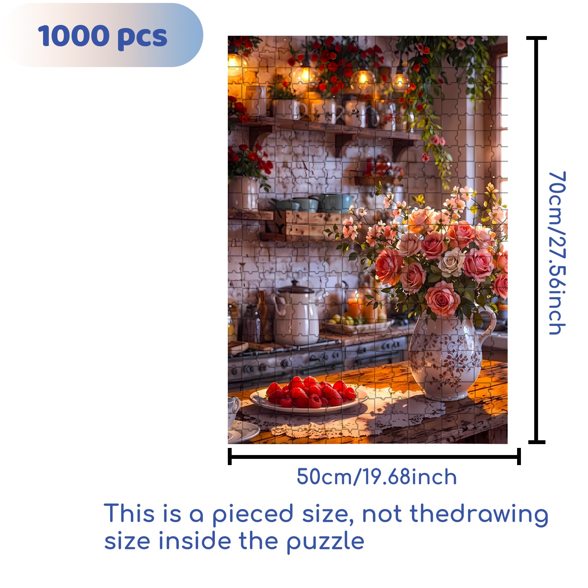 Grandma's Kitchen 500pcs/1000pcs Jigsaw Puzzle, Scratch-Resistant, Interactive Family Game & Brain-Boosting DIY Decor, Perfect for Halloween, Christmas & New Year Gifts, Family Puzzle Game