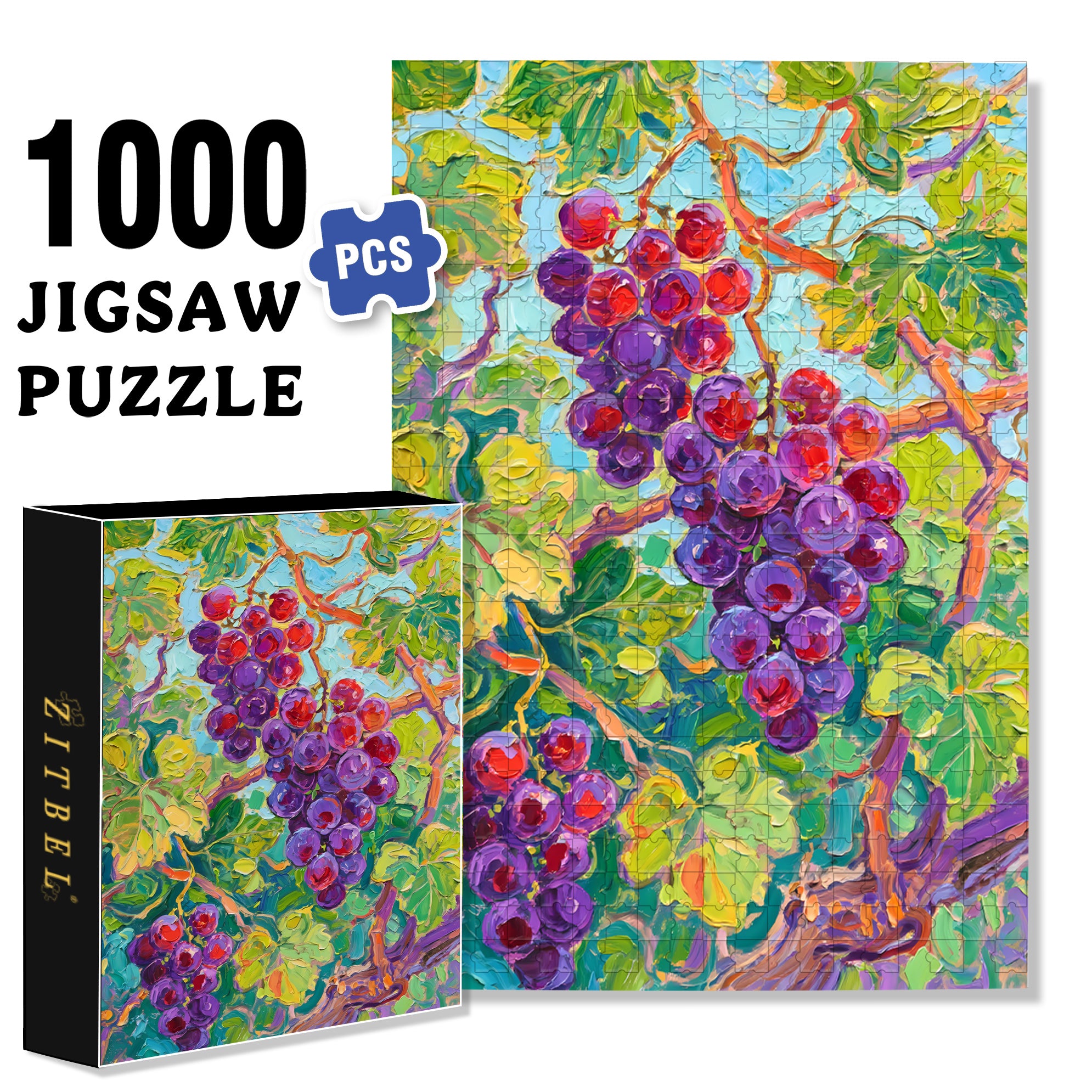 Grapevines 500pcs/1000pcs Jigsaw Puzzle, Scratch-Resistant, Interactive Family Game & Brain-Boosting DIY Decor, Perfect for Halloween, Christmas & New Year Gifts, Family Puzzle Game