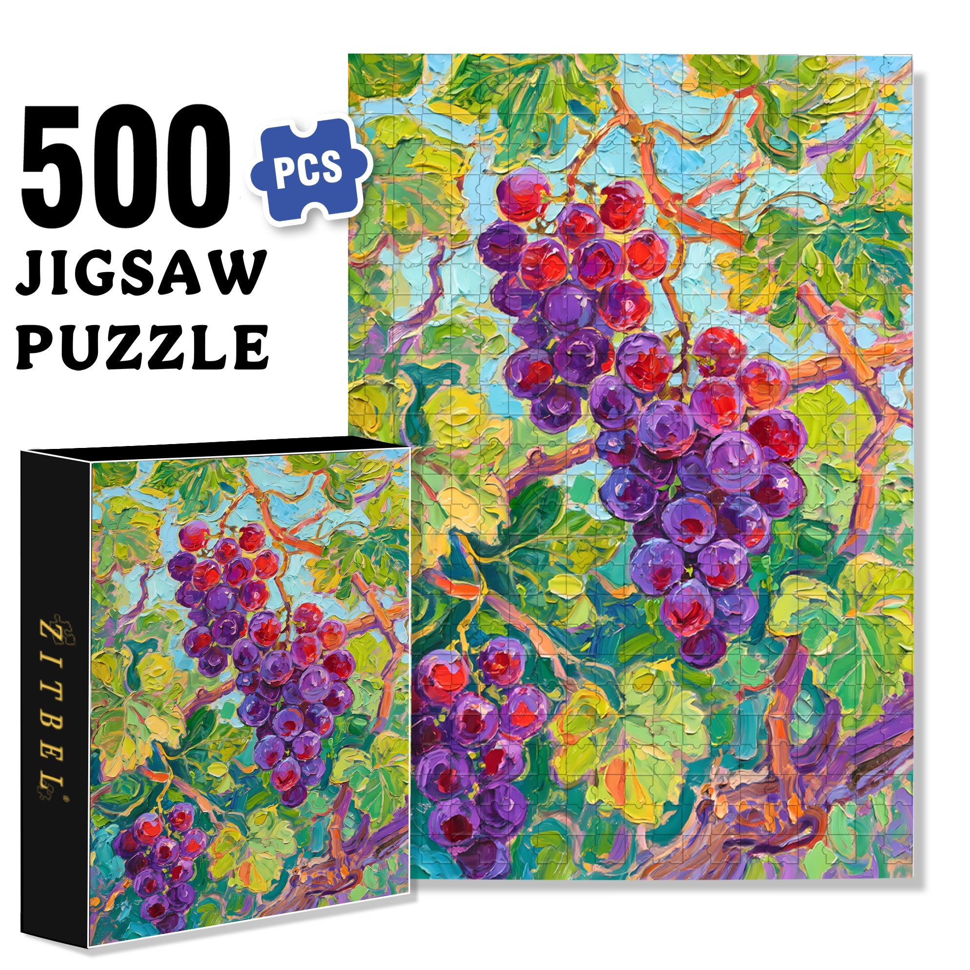 Grapevines 500pcs/1000pcs Jigsaw Puzzle, Scratch-Resistant, Interactive Family Game & Brain-Boosting DIY Decor, Perfect for Halloween, Christmas & New Year Gifts, Family Puzzle Game