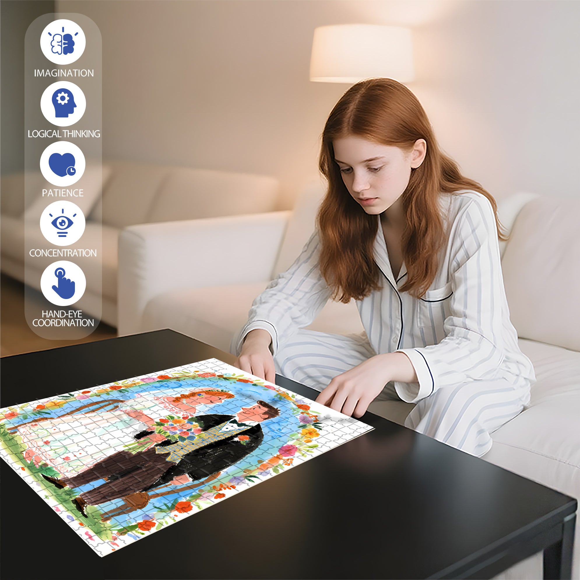 Happy Wedding 500pcs/1000pcs Jigsaw Puzzle, Scratch-Resistant, Interactive Family Game & Brain-Boosting DIY Decor, Perfect for Halloween, Christmas & New Year Gifts, Family Puzzle Game