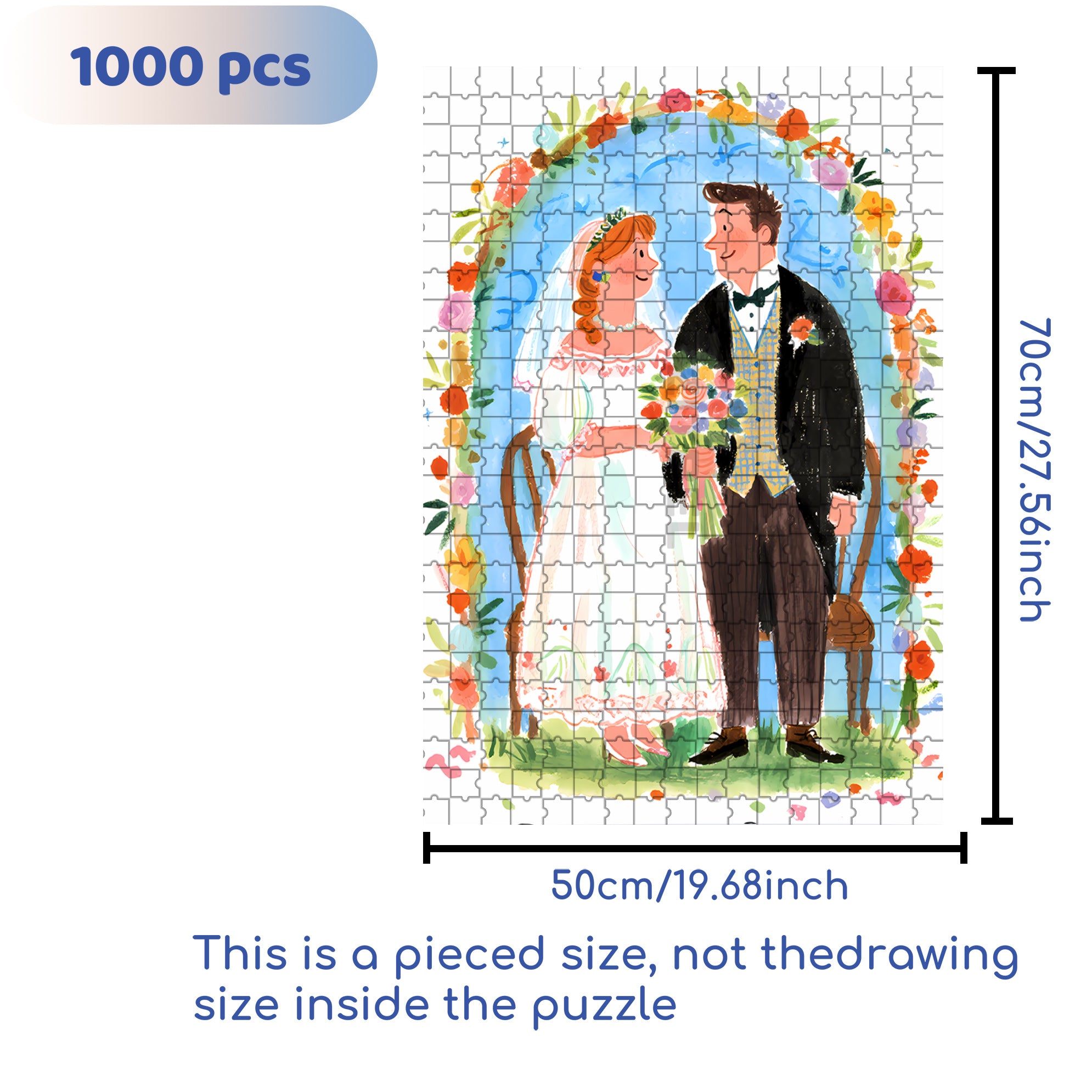 Happy Wedding 500pcs/1000pcs Jigsaw Puzzle, Scratch-Resistant, Interactive Family Game & Brain-Boosting DIY Decor, Perfect for Halloween, Christmas & New Year Gifts, Family Puzzle Game