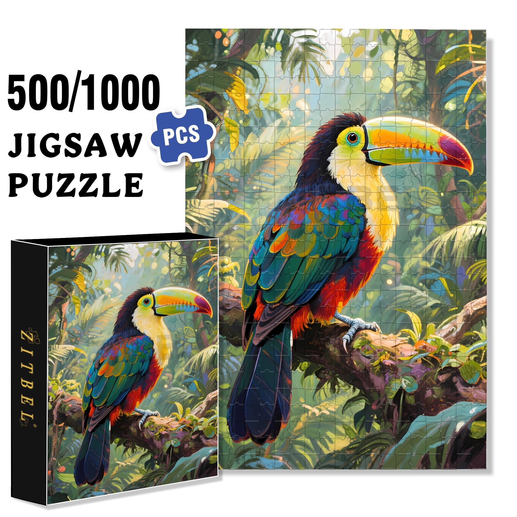 Hornbill 500pcs/1000pcs Jigsaw Puzzle, Scratch-Resistant, Interactive Family Game & Brain-Boosting DIY Decor, Perfect for Halloween, Christmas & New Year Gifts, Family Puzzle Game