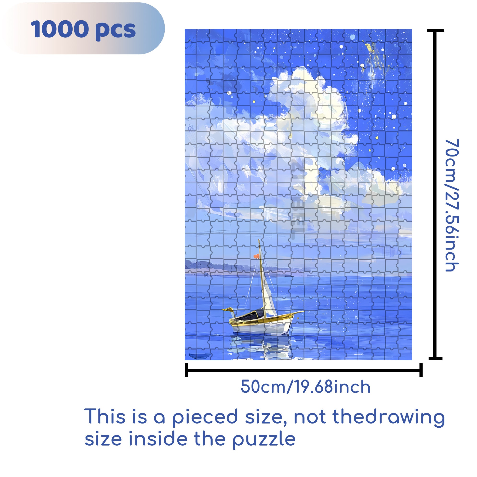 Lonely Boat 500pcs/1000pcs Jigsaw Puzzle, Scratch-Resistant, Interactive Family Game & Brain-Boosting DIY Decor, Perfect for Halloween, Christmas & New Year Gifts, Family Puzzle Game