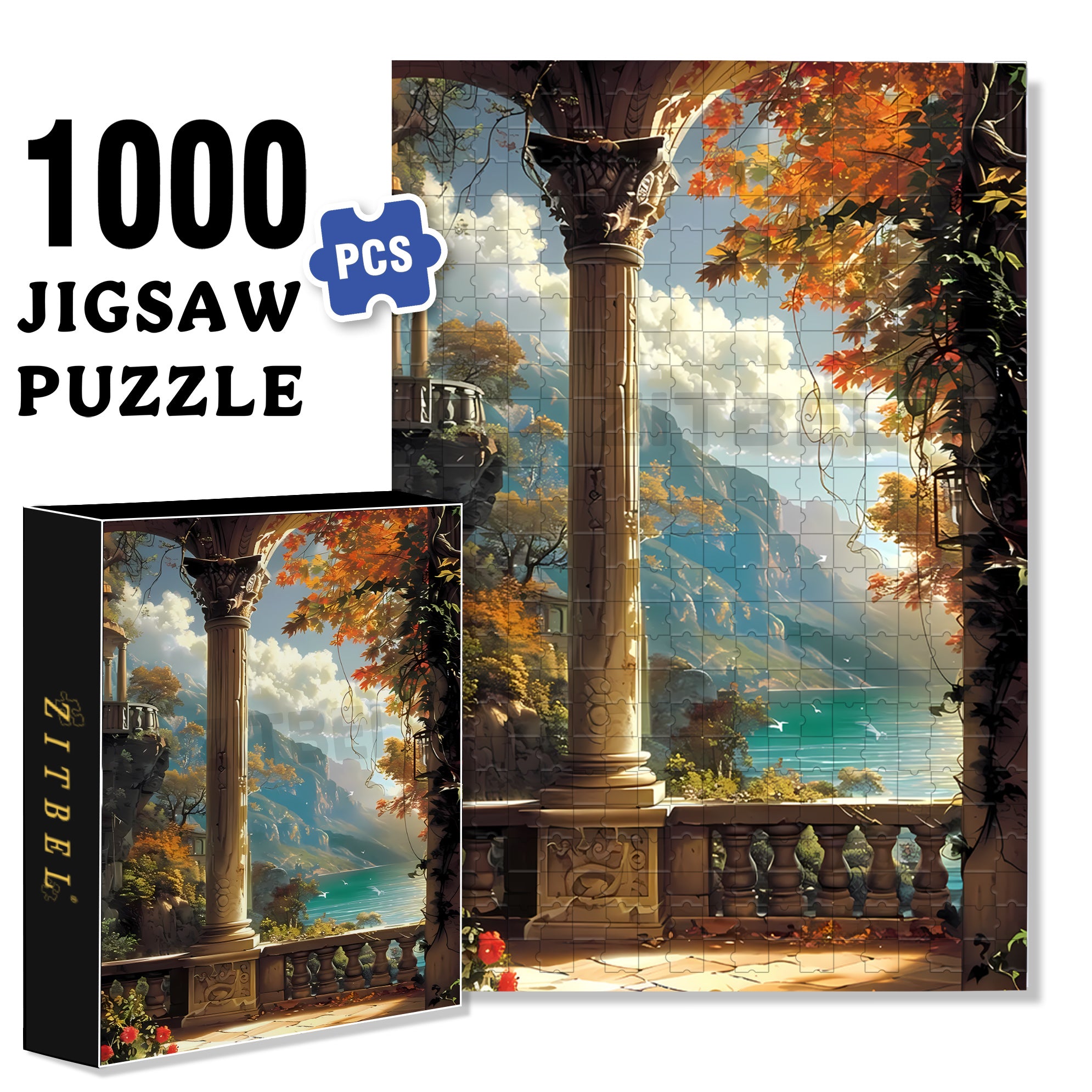 Overlooking 500pcs/1000pcs Jigsaw Puzzle, Scratch-Resistant, Interactive Family Game & Brain-Boosting DIY Decor, Perfect for Halloween, Christmas & New Year Gifts, Family Puzzle Game