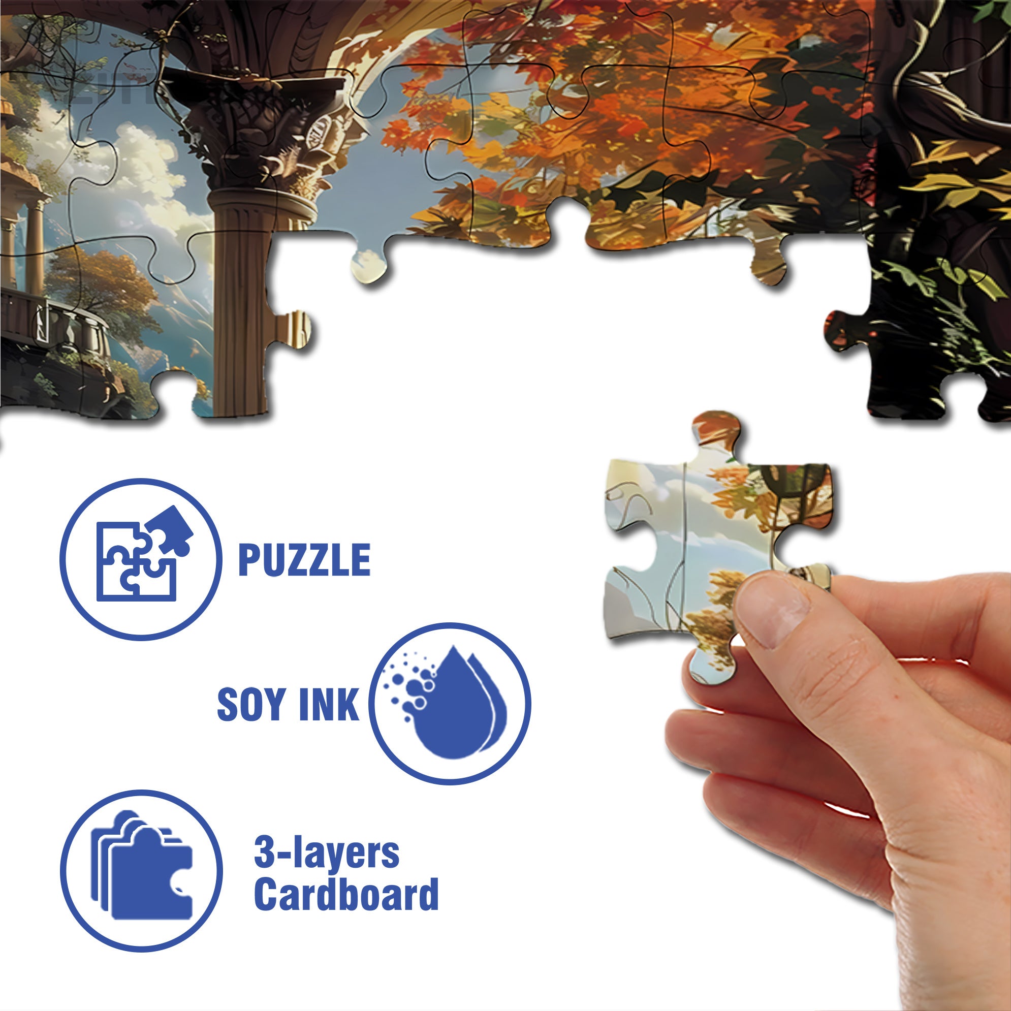 Overlooking 500pcs/1000pcs Jigsaw Puzzle, Scratch-Resistant, Interactive Family Game & Brain-Boosting DIY Decor, Perfect for Halloween, Christmas & New Year Gifts, Family Puzzle Game