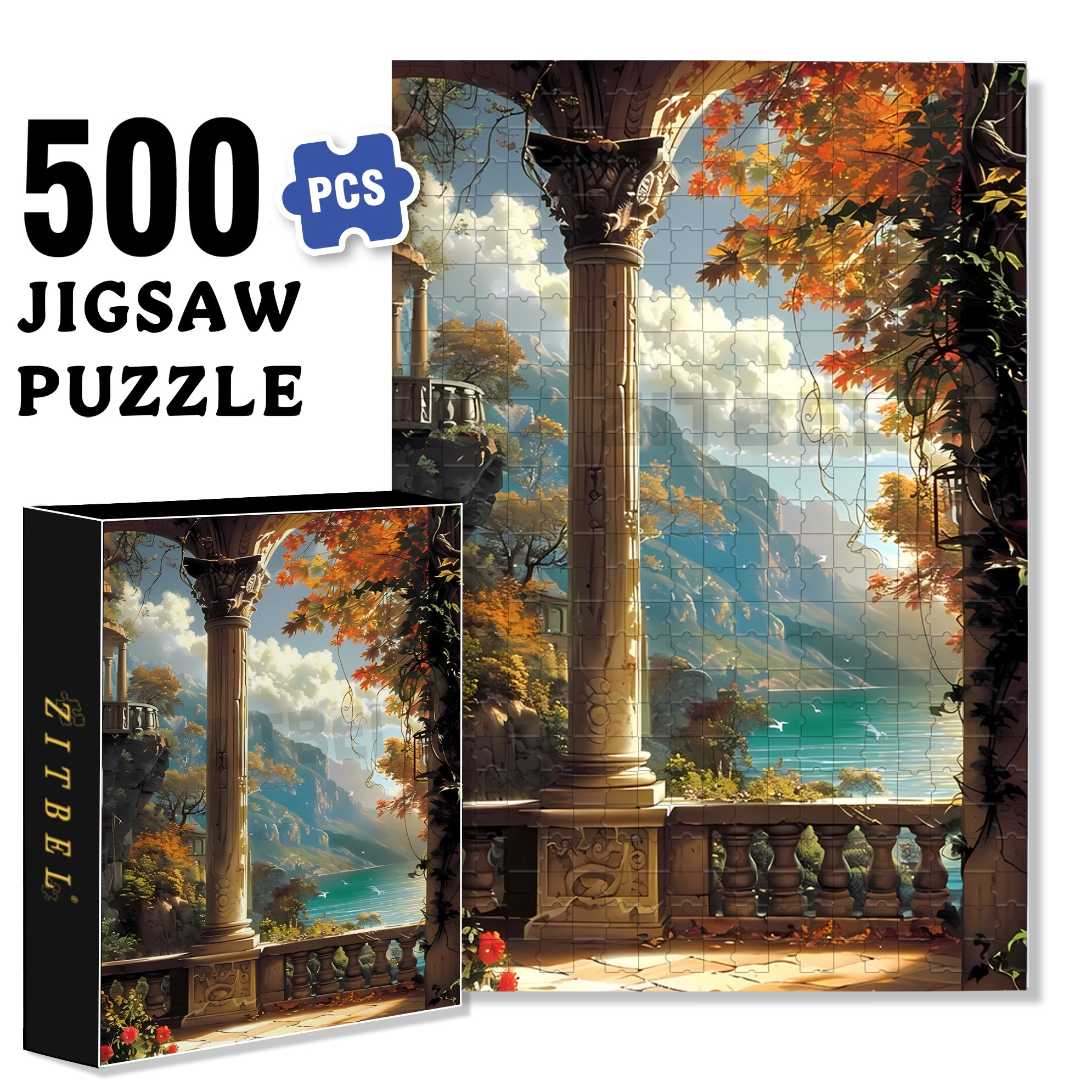 Overlooking 500pcs/1000pcs Jigsaw Puzzle, Scratch-Resistant, Interactive Family Game & Brain-Boosting DIY Decor, Perfect for Halloween, Christmas & New Year Gifts, Family Puzzle Game