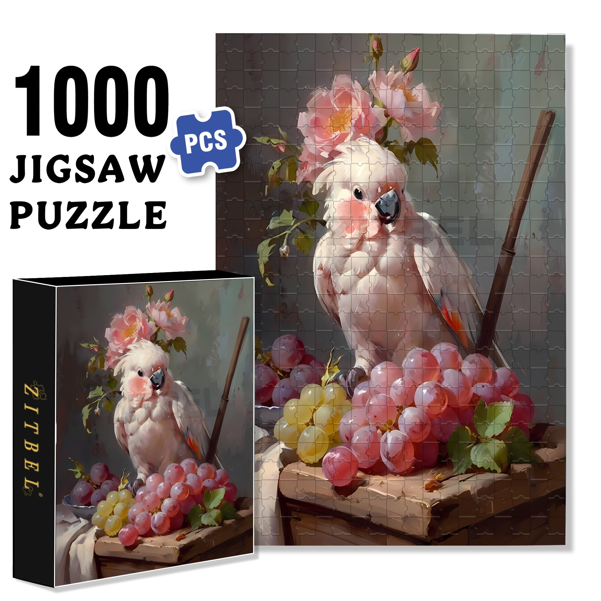 Parrot and Grape 500pcs/1000pcs Jigsaw Puzzle, Scratch-Resistant, Interactive Family Game & Brain-Boosting DIY Decor, Perfect for Halloween, Christmas & New Year Gifts, Family Puzzle Game