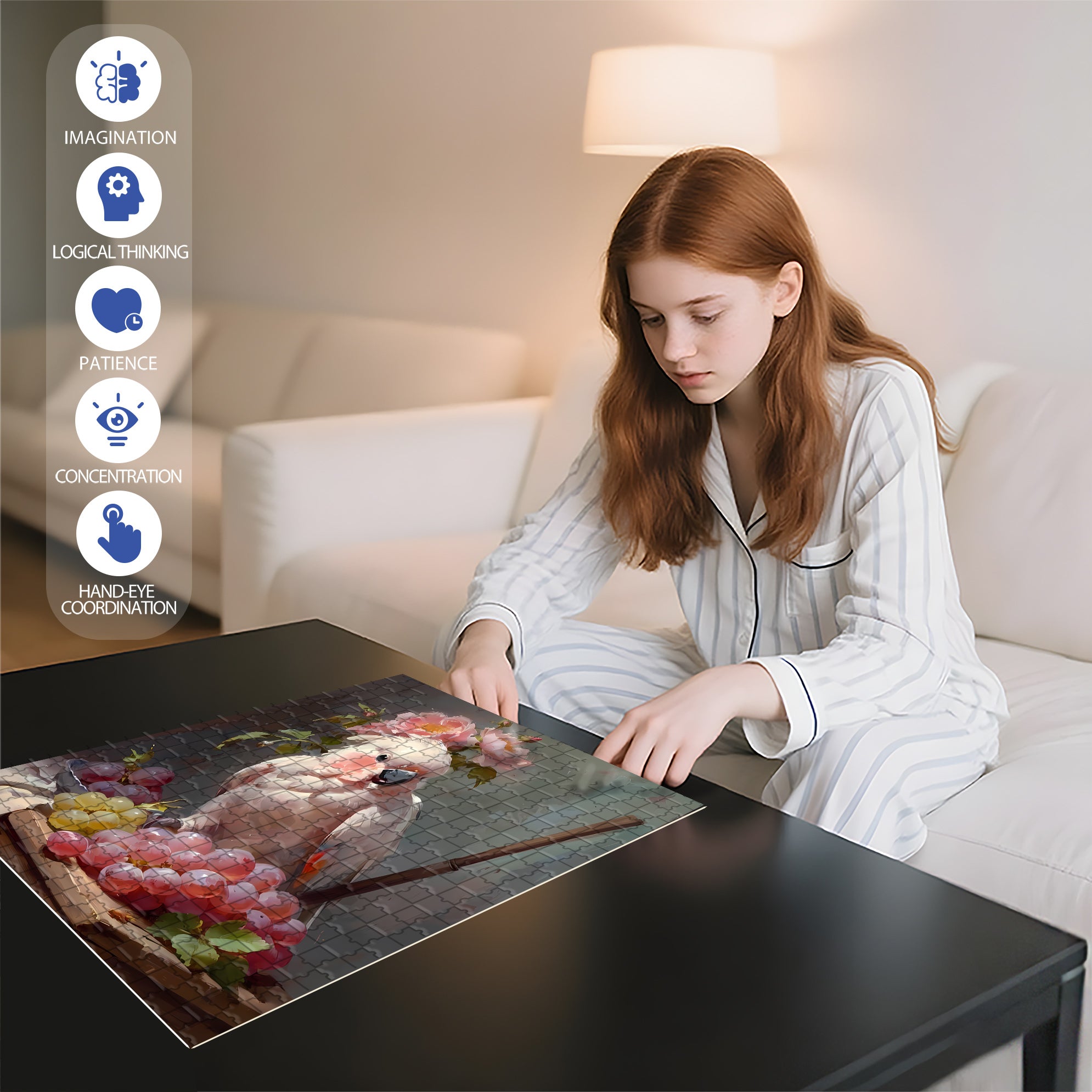 Parrot and Grape 500pcs/1000pcs Jigsaw Puzzle, Scratch-Resistant, Interactive Family Game & Brain-Boosting DIY Decor, Perfect for Halloween, Christmas & New Year Gifts, Family Puzzle Game
