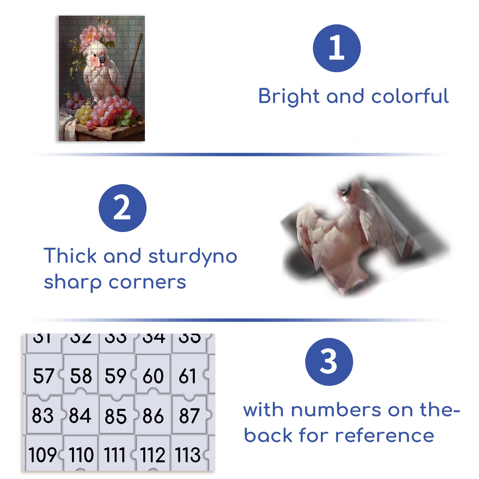 Parrot and Grape 500pcs/1000pcs Jigsaw Puzzle, Scratch-Resistant, Interactive Family Game & Brain-Boosting DIY Decor, Perfect for Halloween, Christmas & New Year Gifts, Family Puzzle Game