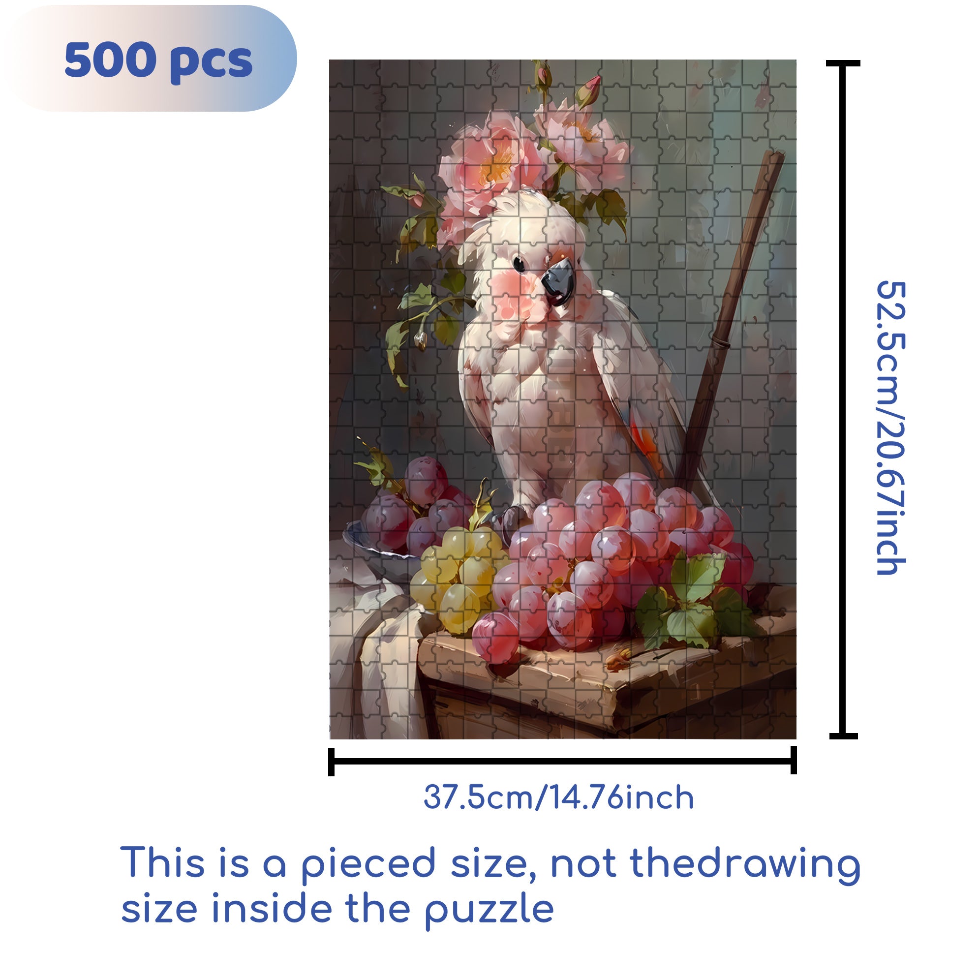 Parrot and Grape 500pcs/1000pcs Jigsaw Puzzle, Scratch-Resistant, Interactive Family Game & Brain-Boosting DIY Decor, Perfect for Halloween, Christmas & New Year Gifts, Family Puzzle Game