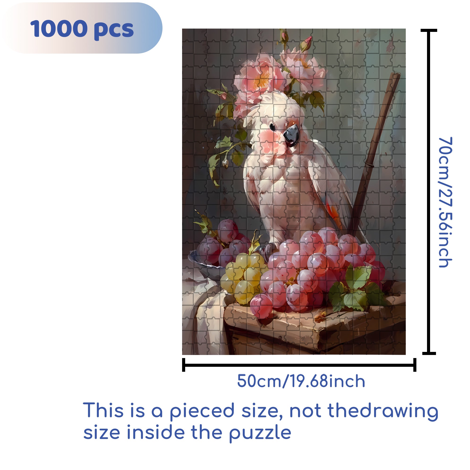 Parrot and Grape 500pcs/1000pcs Jigsaw Puzzle, Scratch-Resistant, Interactive Family Game & Brain-Boosting DIY Decor, Perfect for Halloween, Christmas & New Year Gifts, Family Puzzle Game