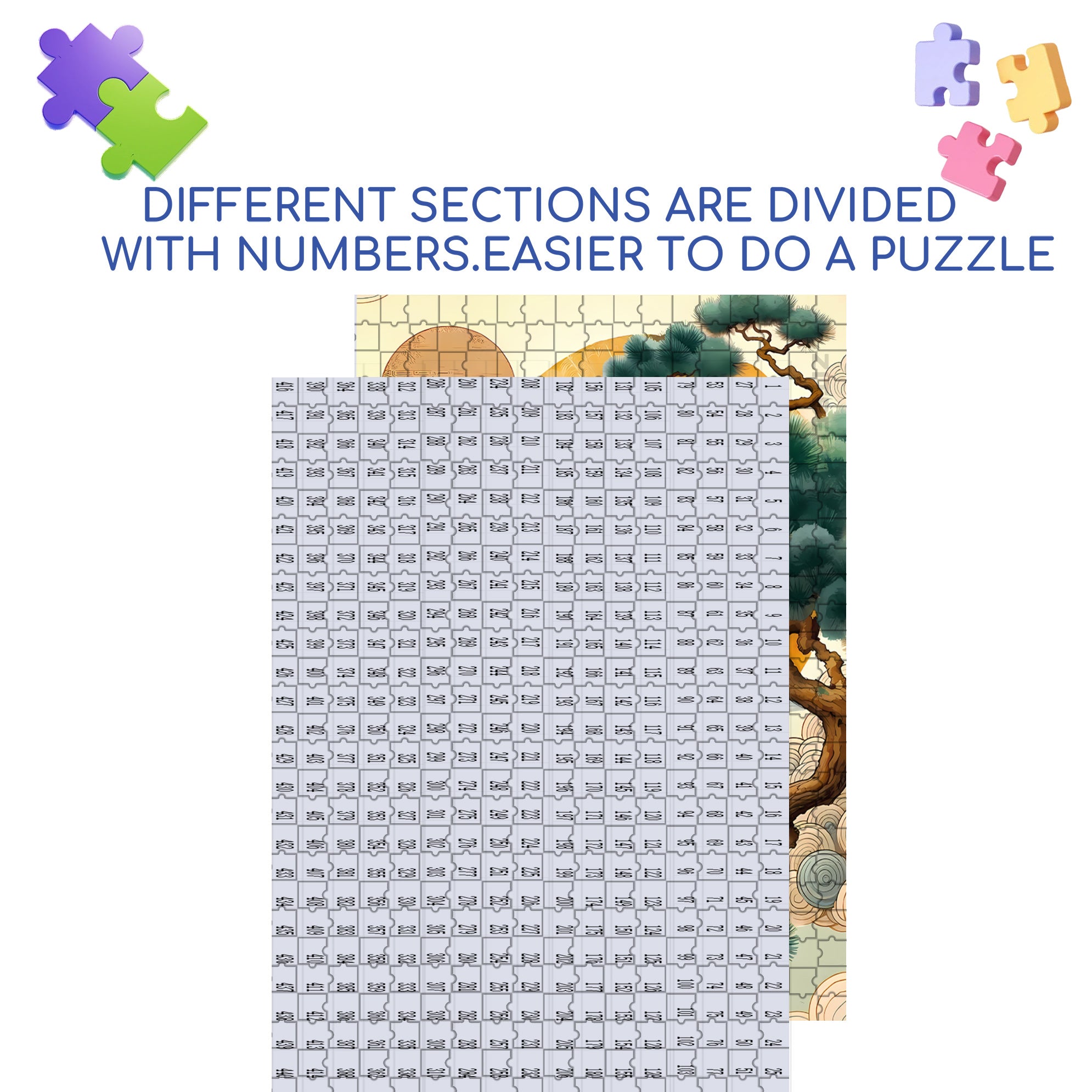 Pine And Crane Prolong Life 500pcs/1000pcs Jigsaw Puzzle, Scratch-Resistant, Interactive Family Game & Brain-Boosting DIY Decor, Perfect for Halloween, Christmas & New Year Gifts, Family Puzzle Game