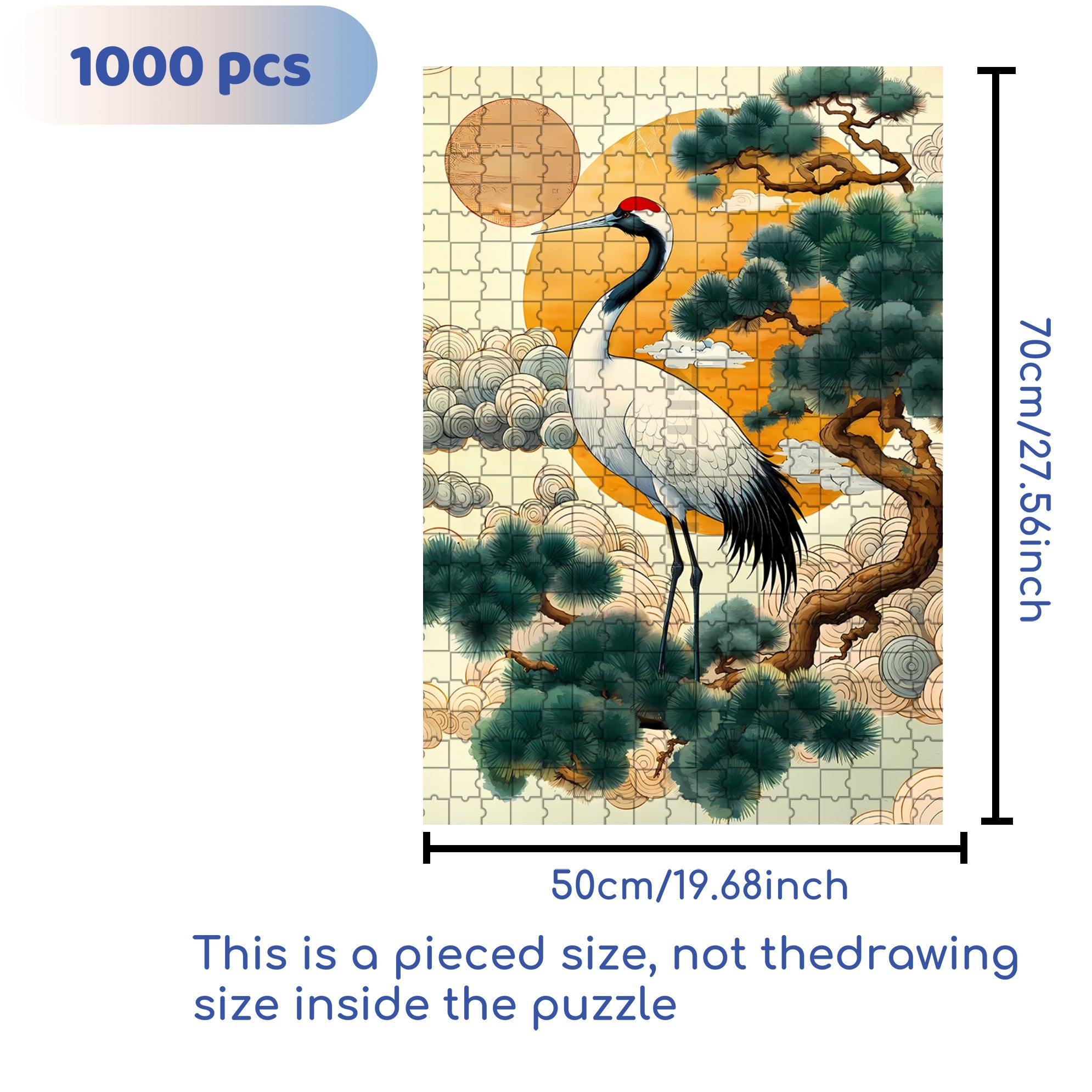 Pine And Crane Prolong Life 500pcs/1000pcs Jigsaw Puzzle, Scratch-Resistant, Interactive Family Game & Brain-Boosting DIY Decor, Perfect for Halloween, Christmas & New Year Gifts, Family Puzzle Game