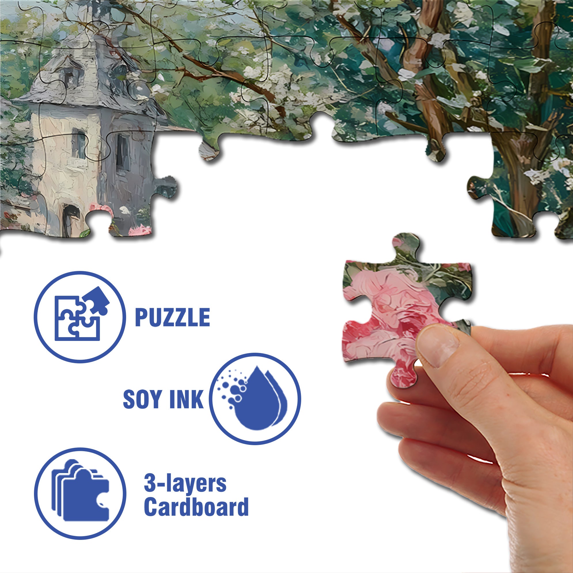 Pink Rose 500pcs/1000pcs Jigsaw Puzzle, Scratch-Resistant, Interactive Family Game & Brain-Boosting DIY Decor, Perfect for Halloween, Christmas & New Year Gifts, Family Puzzle Game