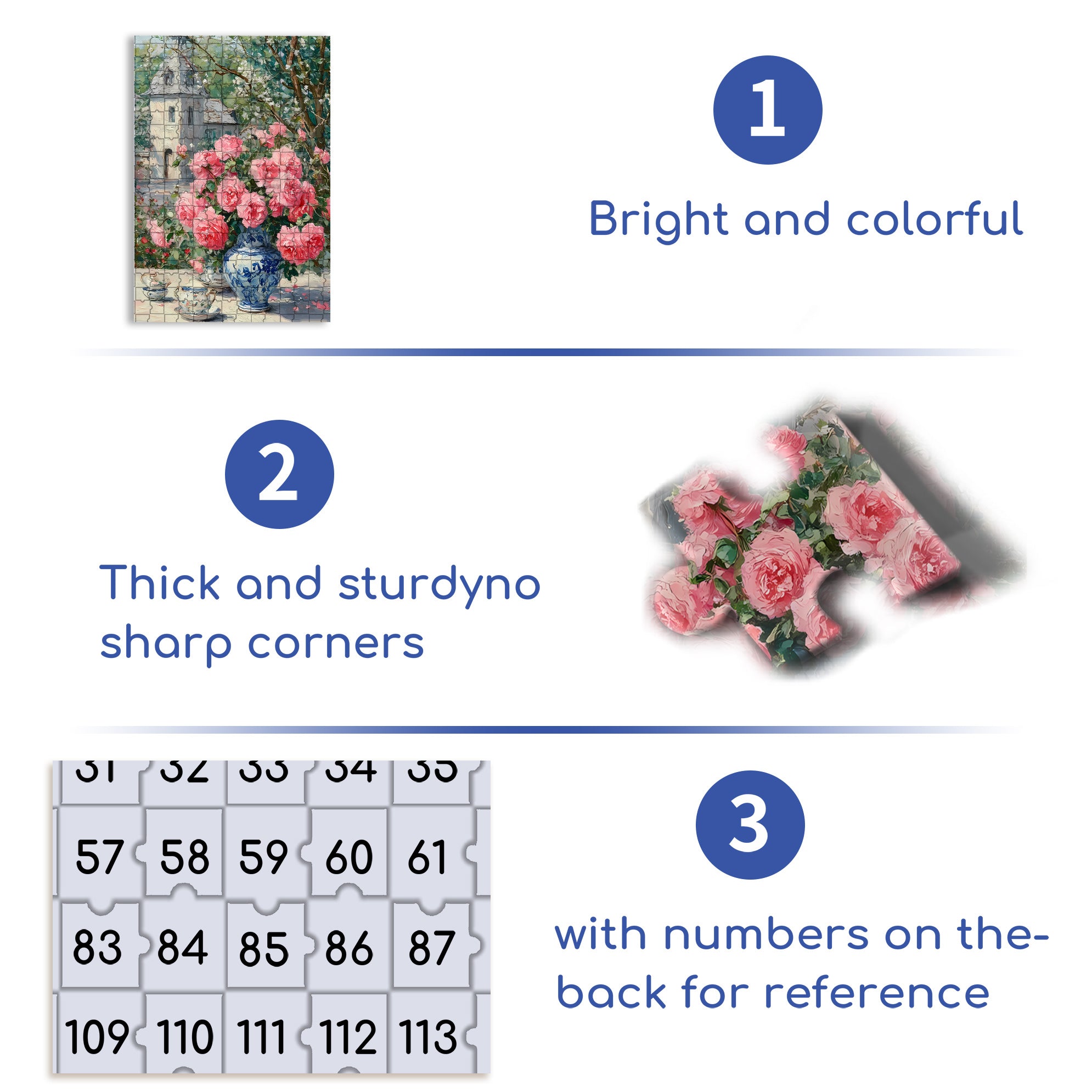Pink Rose 500pcs/1000pcs Jigsaw Puzzle, Scratch-Resistant, Interactive Family Game & Brain-Boosting DIY Decor, Perfect for Halloween, Christmas & New Year Gifts, Family Puzzle Game