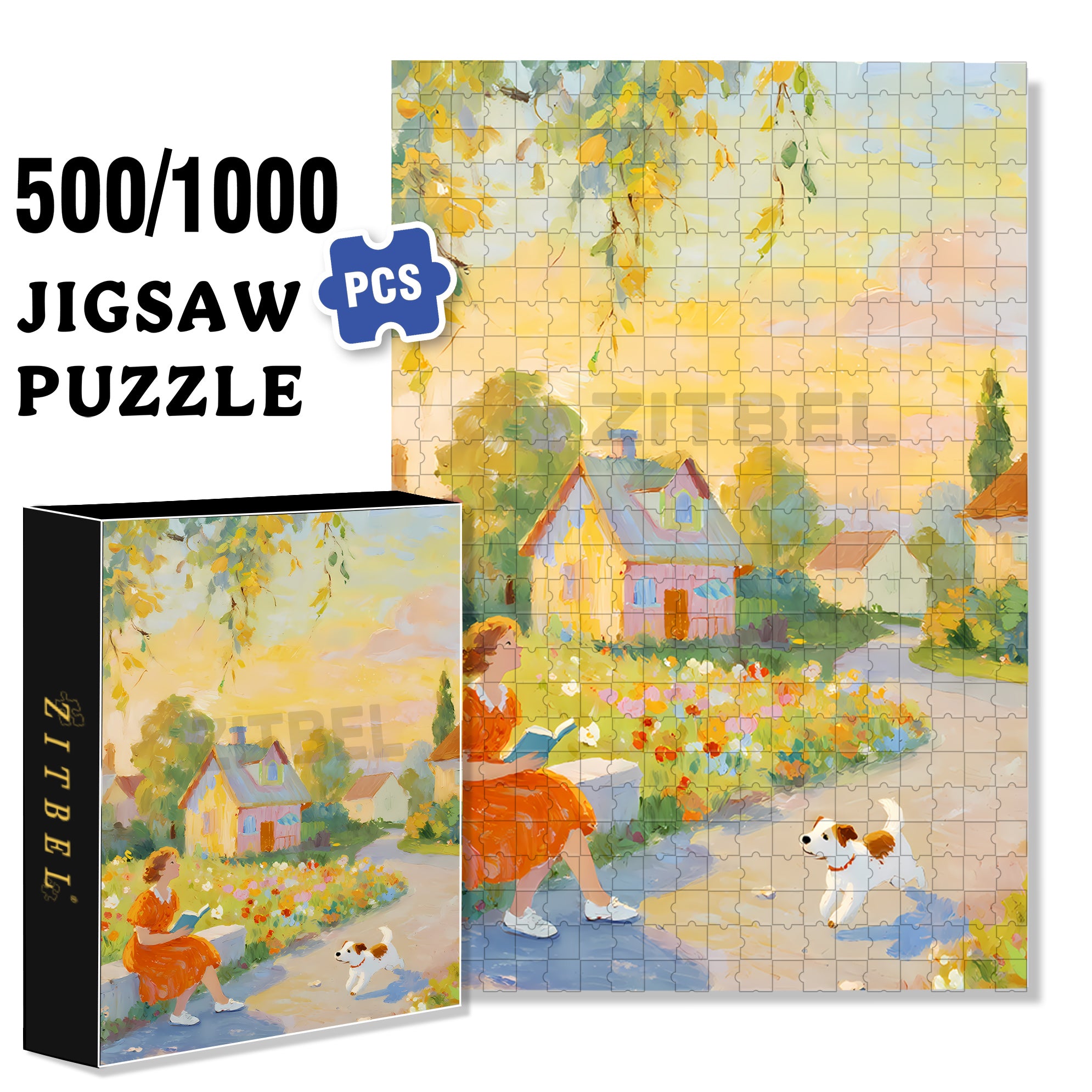 Quiet Suburbs 500pcs/1000pcs Jigsaw Puzzle, Scratch-Resistant, Interactive Family Game & Brain-Boosting DIY Decor, Perfect for Halloween, Christmas & New Year Gifts, Family Puzzle Game