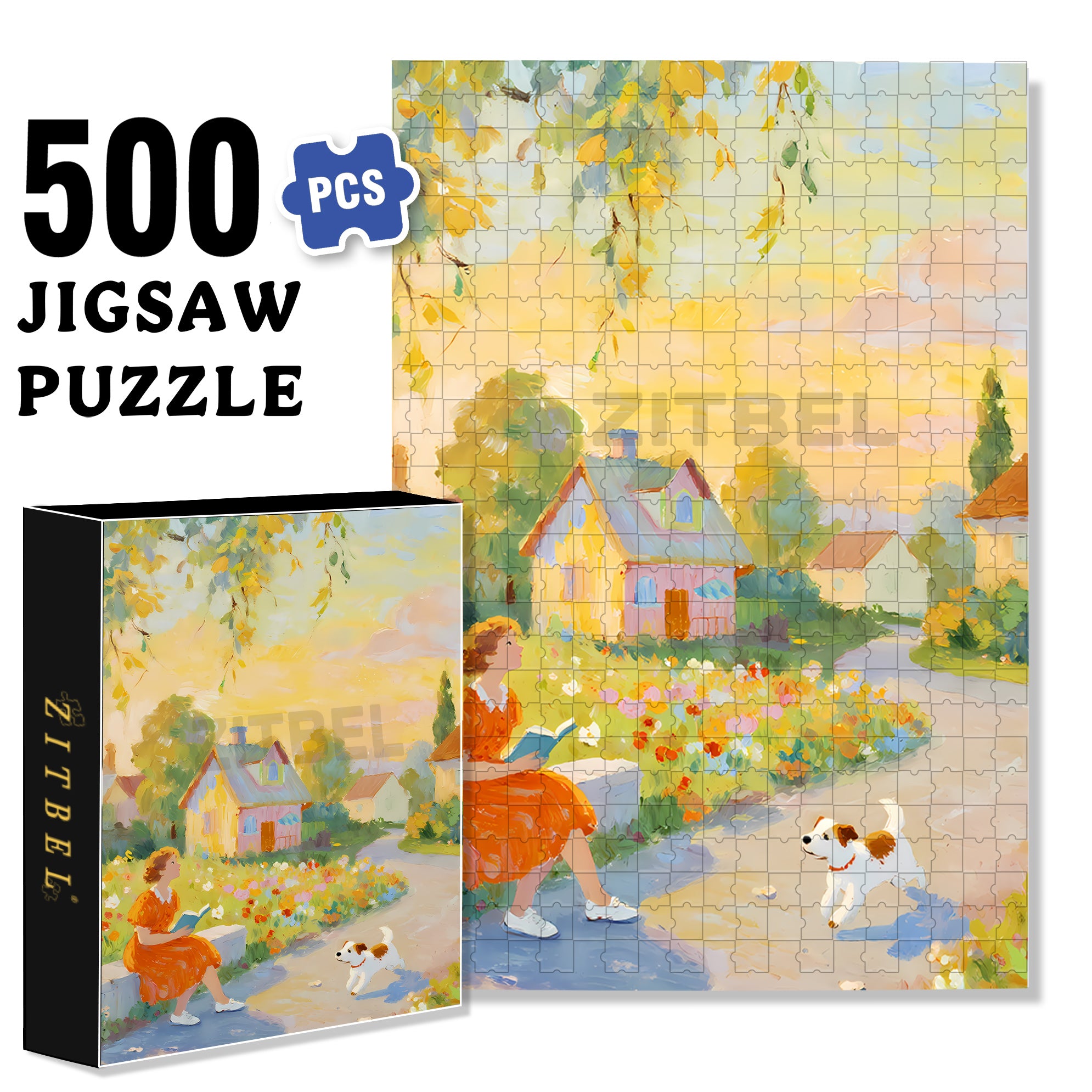 Quiet Suburbs 500pcs/1000pcs Jigsaw Puzzle, Scratch-Resistant, Interactive Family Game & Brain-Boosting DIY Decor, Perfect for Halloween, Christmas & New Year Gifts, Family Puzzle Game
