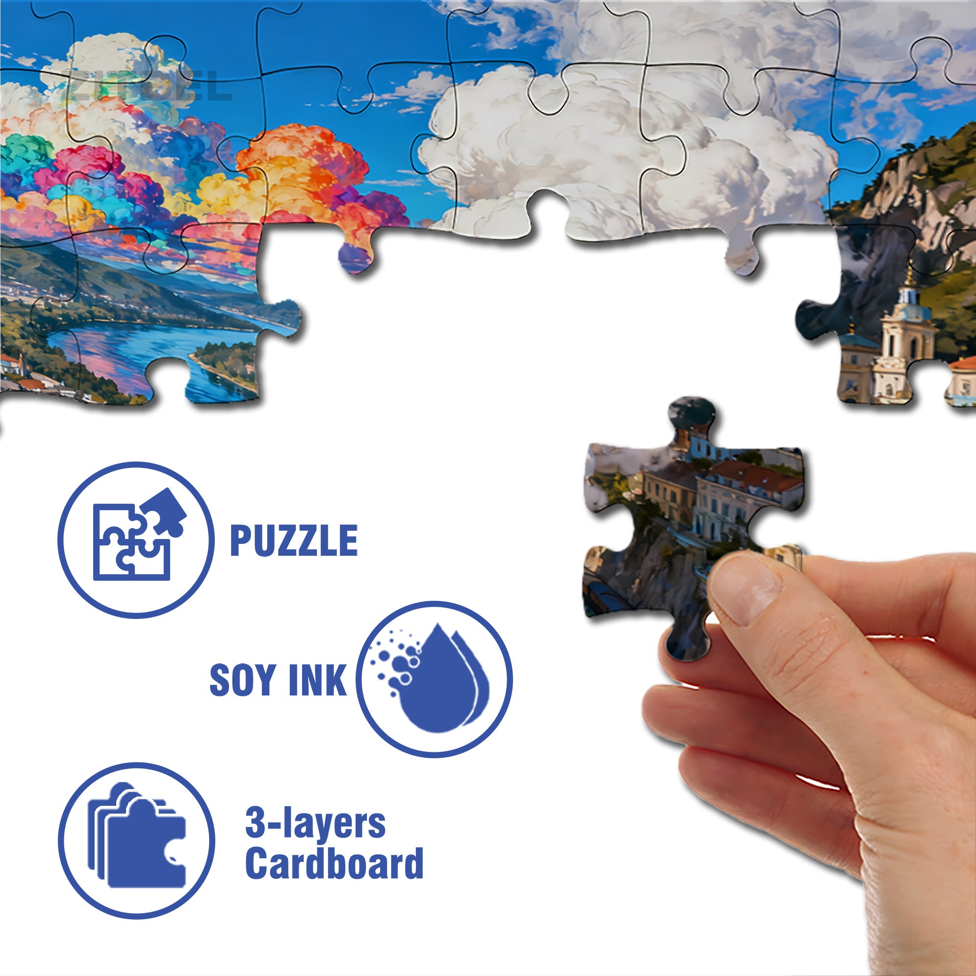 Retro Train 500pcs/1000pcs Jigsaw Puzzle, Scratch-Resistant, Interactive Family Game & Brain-Boosting DIY Decor, Perfect for Halloween, Christmas & New Year Gifts, Family Puzzle Game