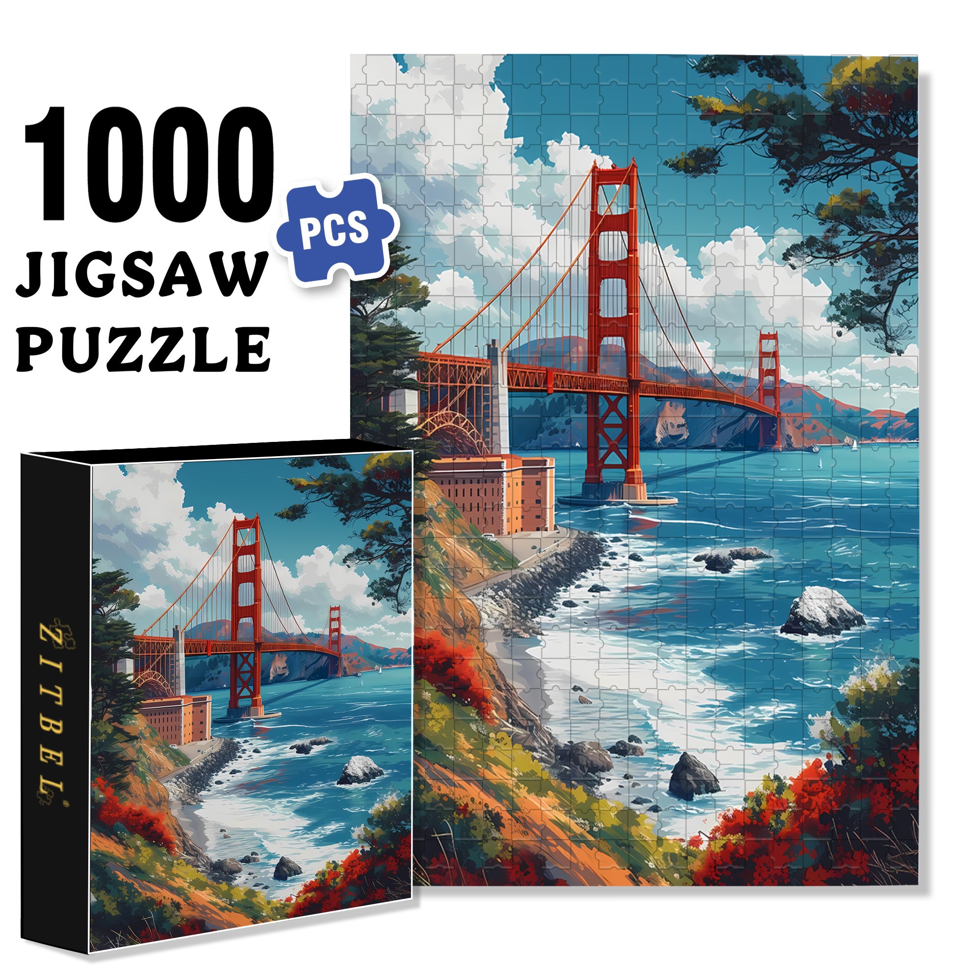 San Francisco 500pcs/1000pcs Jigsaw Puzzle, Scratch-Resistant, Interactive Family Game & Brain-Boosting DIY Decor, Perfect for Halloween, Christmas & New Year Gifts, Family Puzzle Game