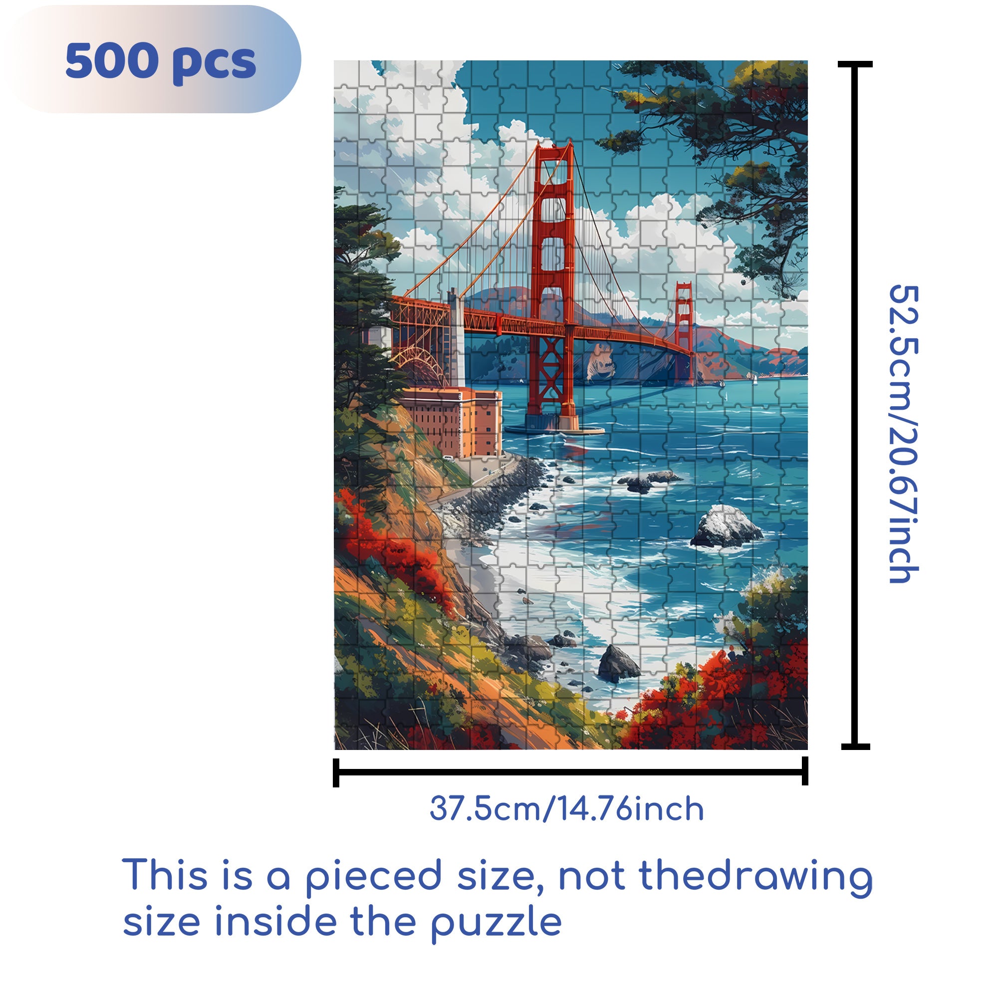 San Francisco 500pcs/1000pcs Jigsaw Puzzle, Scratch-Resistant, Interactive Family Game & Brain-Boosting DIY Decor, Perfect for Halloween, Christmas & New Year Gifts, Family Puzzle Game