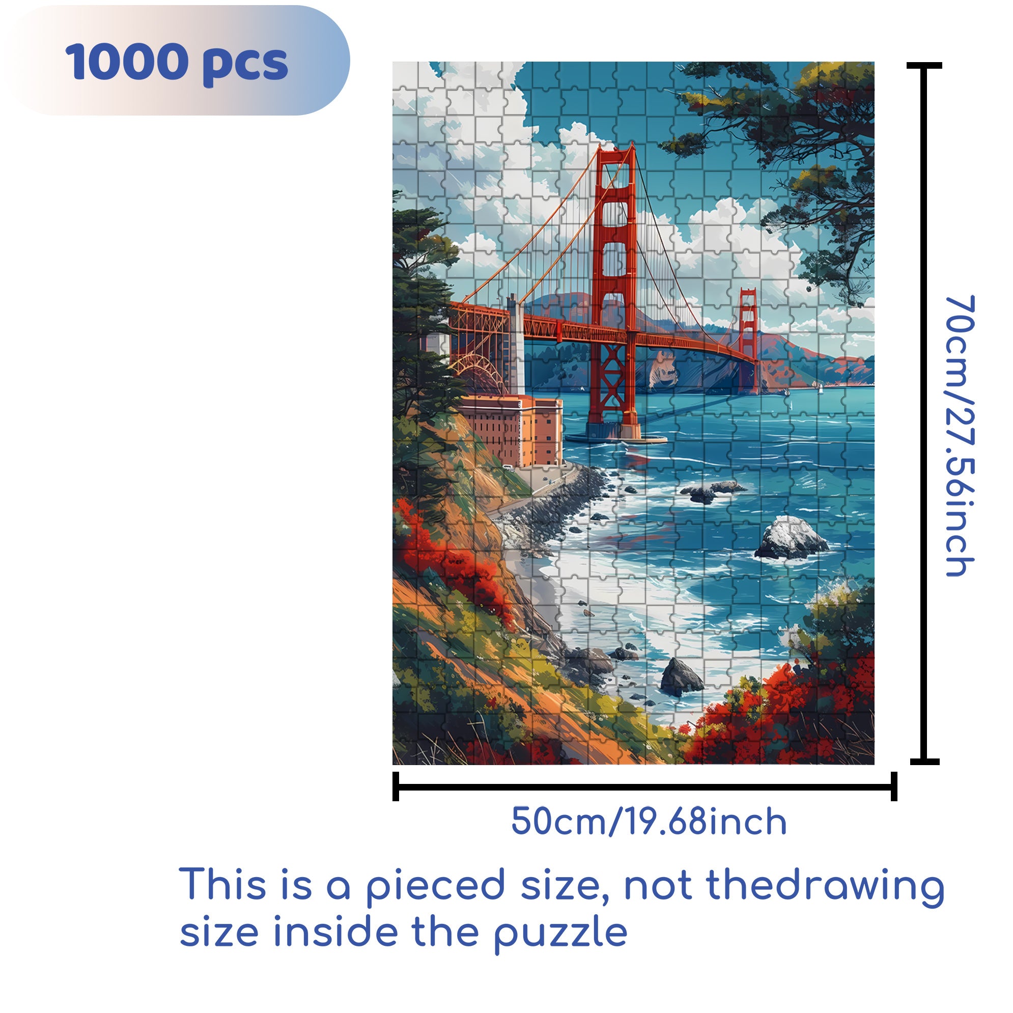 San Francisco 500pcs/1000pcs Jigsaw Puzzle, Scratch-Resistant, Interactive Family Game & Brain-Boosting DIY Decor, Perfect for Halloween, Christmas & New Year Gifts, Family Puzzle Game