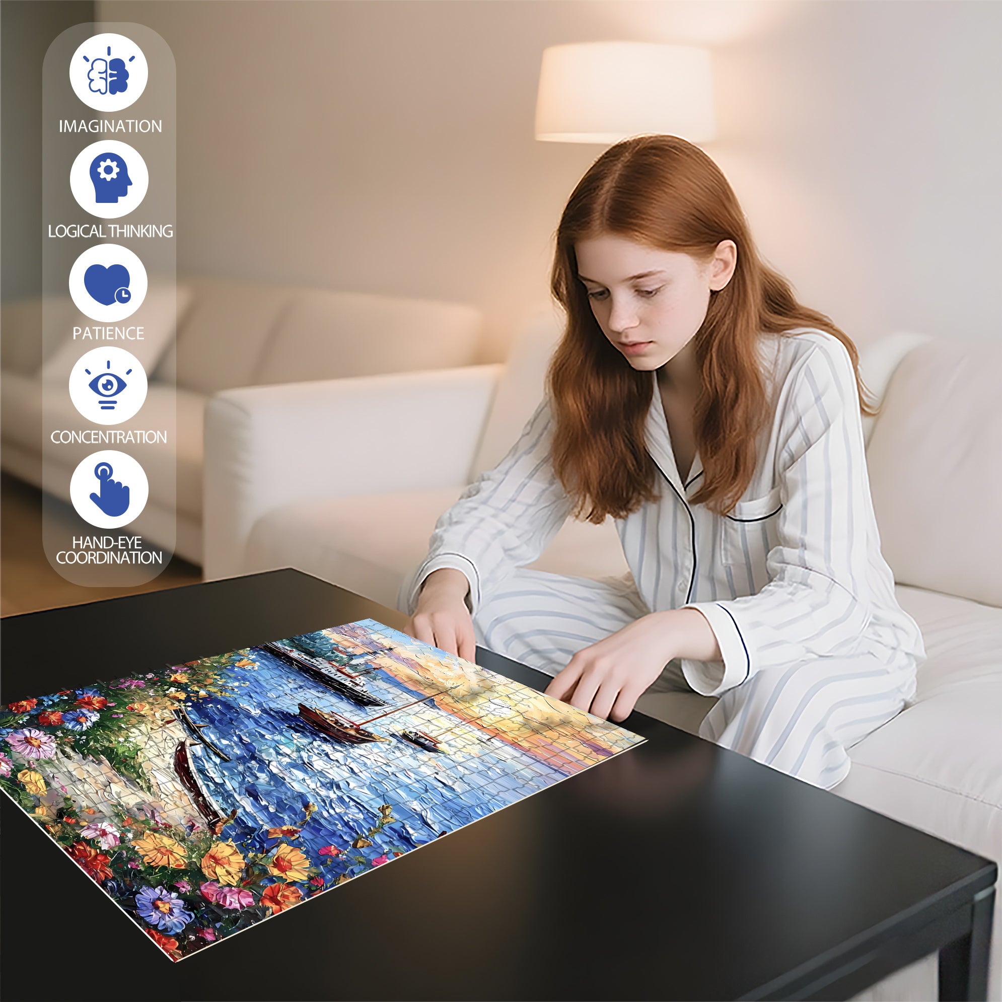 Seascape 500pcs/1000pcs Jigsaw Puzzle, Scratch-Resistant, Interactive Family Game & Brain-Boosting DIY Decor, Perfect for Halloween, Christmas & New Year Gifts, Family Puzzle Game