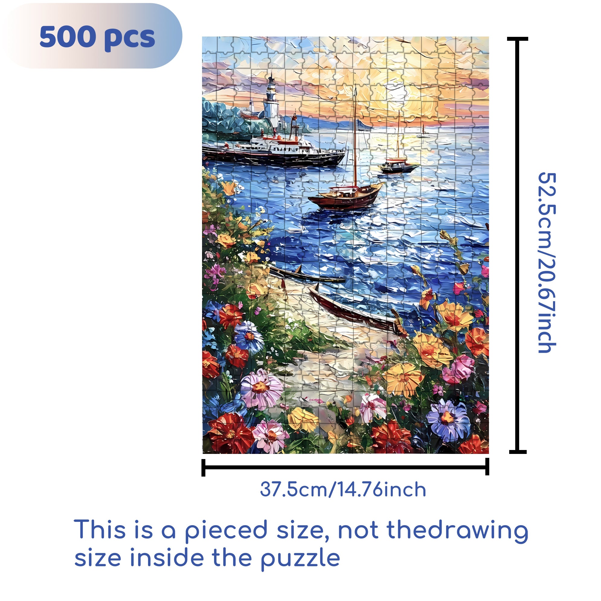 Seascape 500pcs/1000pcs Jigsaw Puzzle, Scratch-Resistant, Interactive Family Game & Brain-Boosting DIY Decor, Perfect for Halloween, Christmas & New Year Gifts, Family Puzzle Game