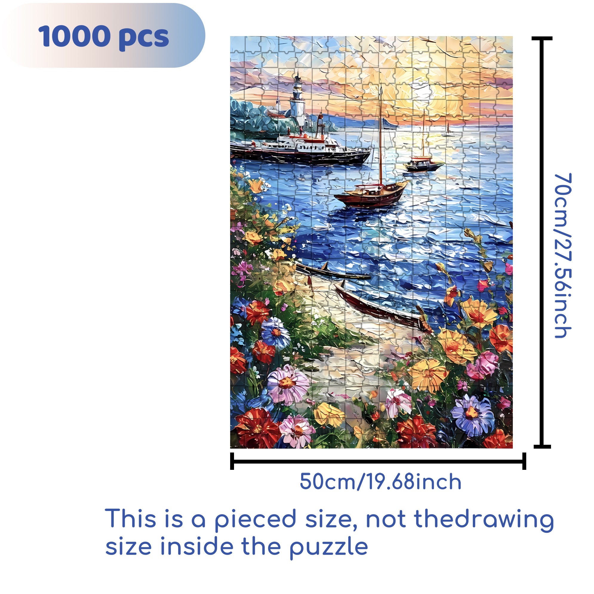 Seascape 500pcs/1000pcs Jigsaw Puzzle, Scratch-Resistant, Interactive Family Game & Brain-Boosting DIY Decor, Perfect for Halloween, Christmas & New Year Gifts, Family Puzzle Game