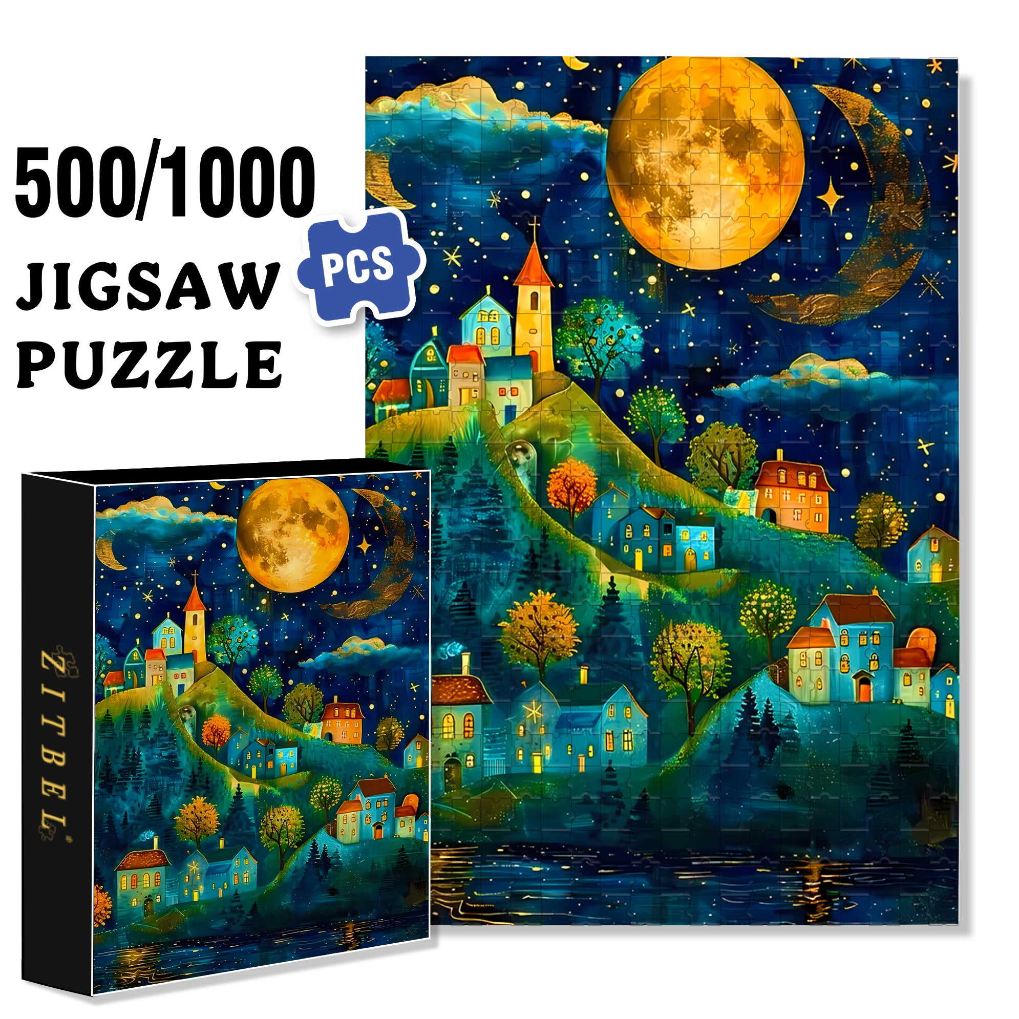 Silent Village 500pcs/1000pcs Jigsaw Puzzle, Scratch-Resistant, Interactive Family Game & Brain-Boosting DIY Decor, Perfect for Halloween, Christmas & New Year Gifts, Family Puzzle Game
