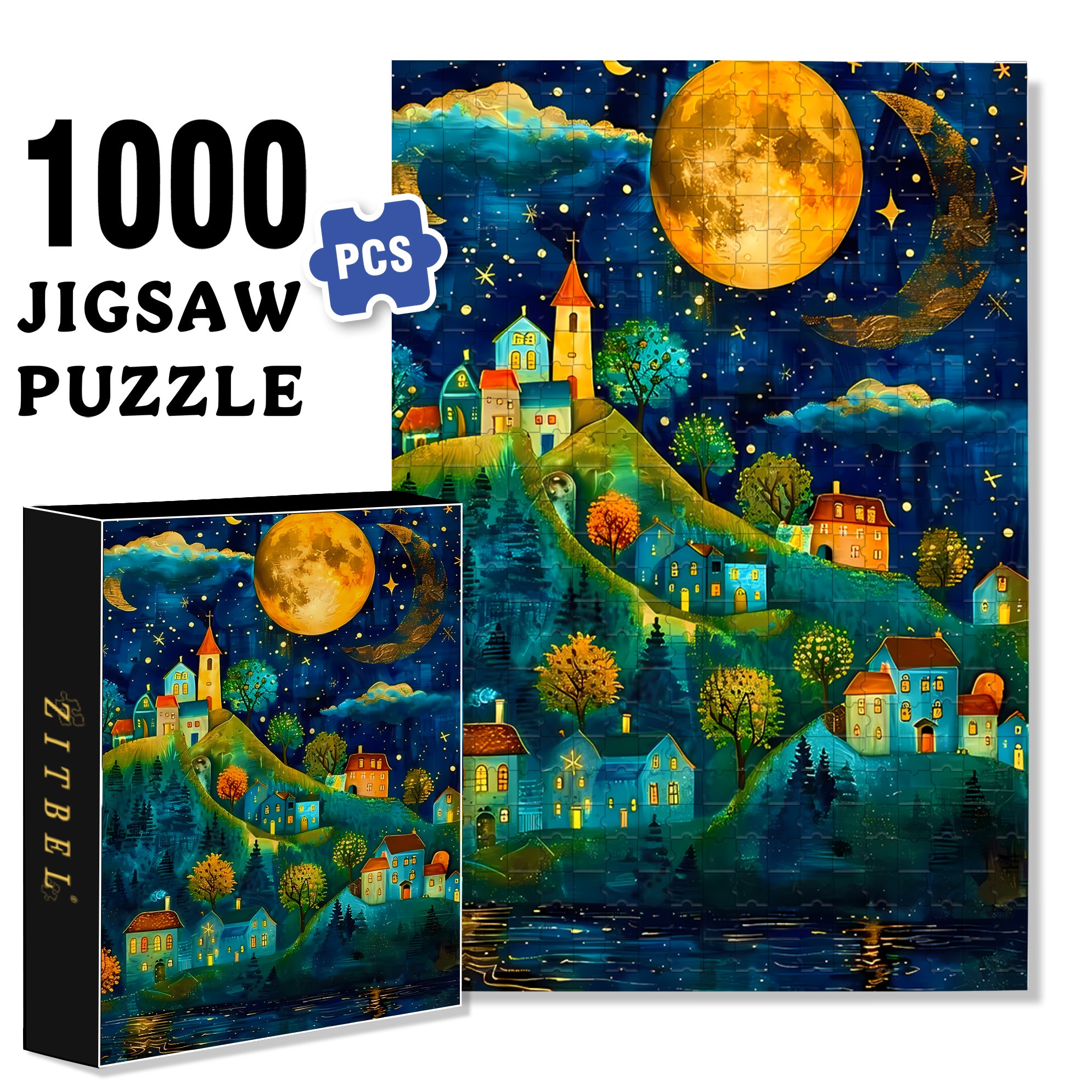 Silent Village 500pcs/1000pcs Jigsaw Puzzle, Scratch-Resistant, Interactive Family Game & Brain-Boosting DIY Decor, Perfect for Halloween, Christmas & New Year Gifts, Family Puzzle Game