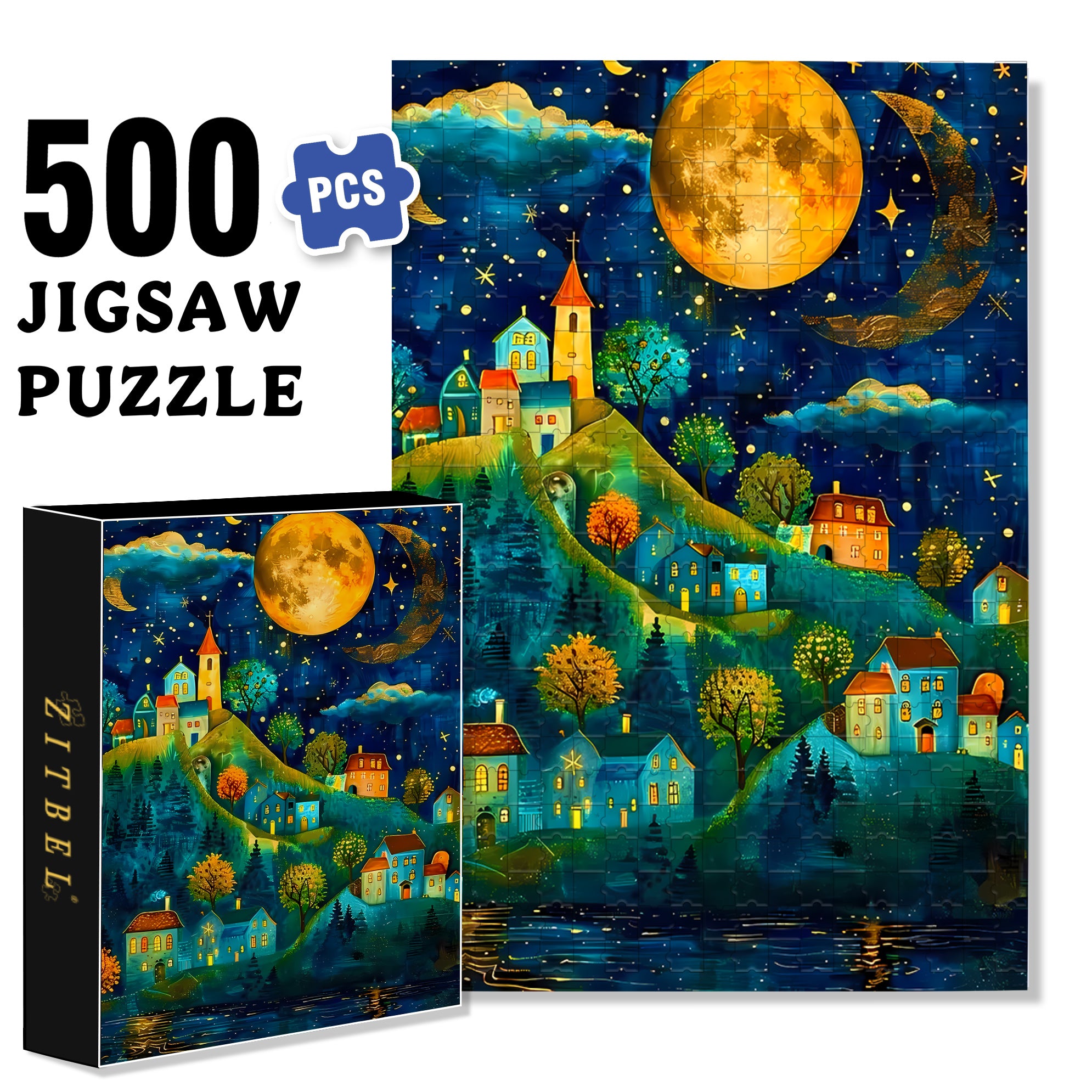 Silent Village 500pcs/1000pcs Jigsaw Puzzle, Scratch-Resistant, Interactive Family Game & Brain-Boosting DIY Decor, Perfect for Halloween, Christmas & New Year Gifts, Family Puzzle Game
