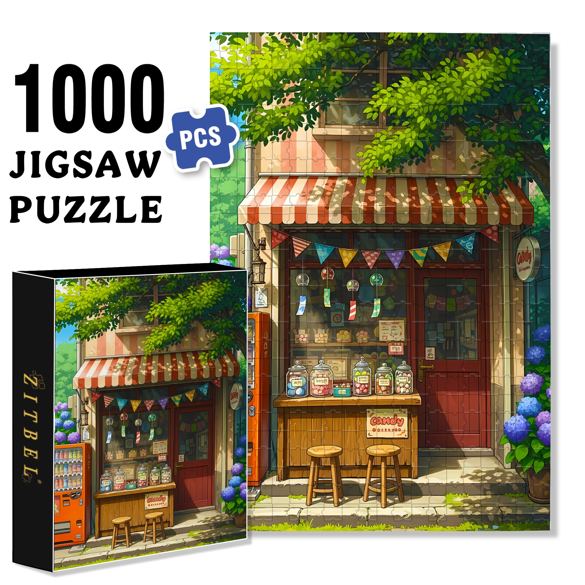 Snack Shop 500pcs/1000pcs Jigsaw Puzzle, Scratch-Resistant, Interactive Family Game & Brain-Boosting DIY Decor, Perfect for Halloween, Christmas & New Year Gifts, Family Puzzle Game