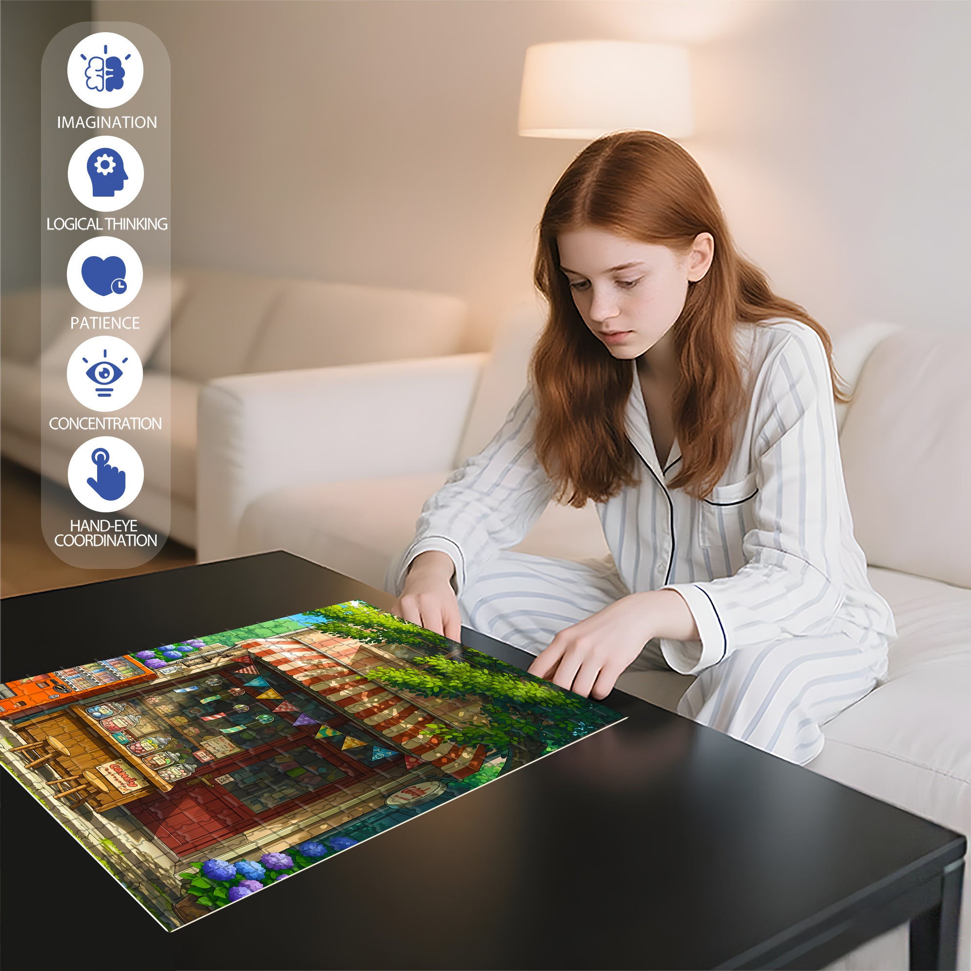 Snack Shop 500pcs/1000pcs Jigsaw Puzzle, Scratch-Resistant, Interactive Family Game & Brain-Boosting DIY Decor, Perfect for Halloween, Christmas & New Year Gifts, Family Puzzle Game