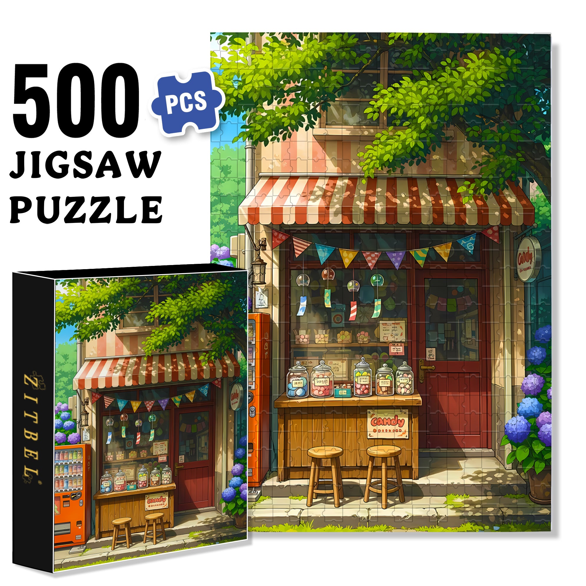 Snack Shop 500pcs/1000pcs Jigsaw Puzzle, Scratch-Resistant, Interactive Family Game & Brain-Boosting DIY Decor, Perfect for Halloween, Christmas & New Year Gifts, Family Puzzle Game