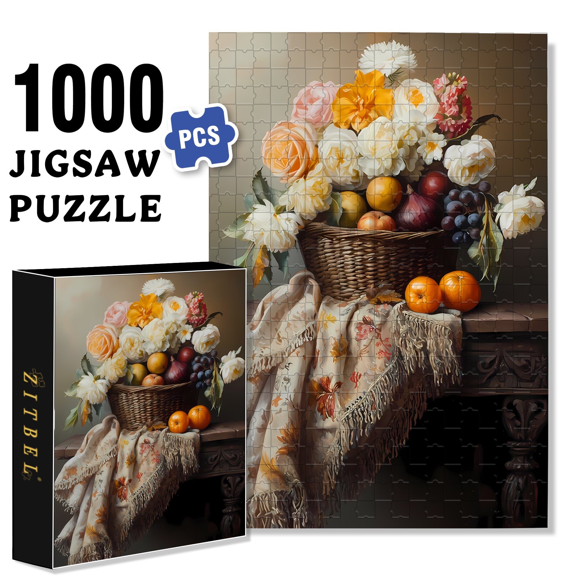 Still Life 500pcs/1000pcs Jigsaw Puzzle, Scratch-Resistant, Interactive Family Game & Brain-Boosting DIY Decor, Perfect for Halloween, Christmas & New Year Gifts, Family Puzzle Game