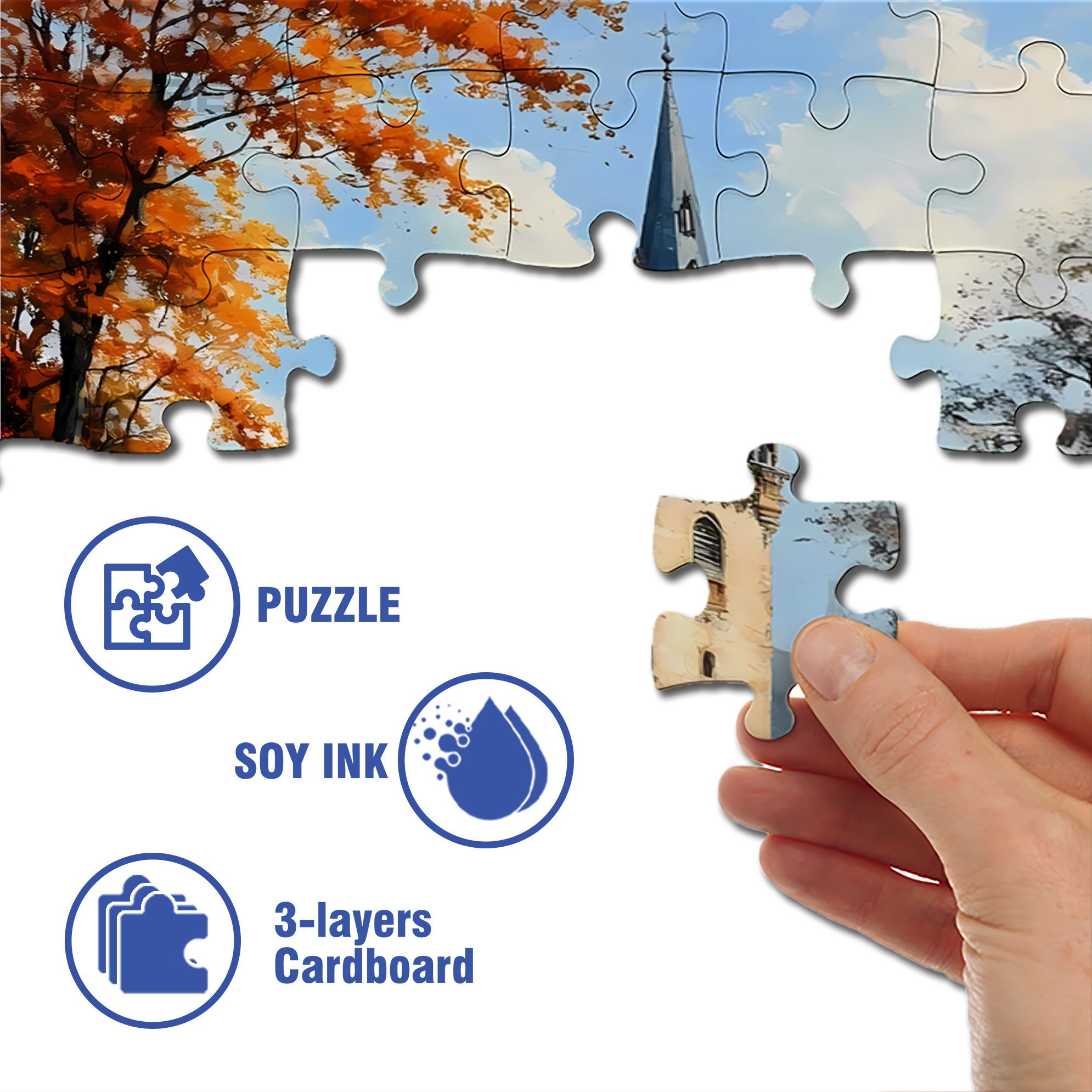 Stone Bridges 500pcs/1000pcs Jigsaw Puzzle, Scratch-Resistant, Interactive Family Game & Brain-Boosting DIY Decor, Perfect for Halloween, Christmas & New Year Gifts, Family Puzzle Game