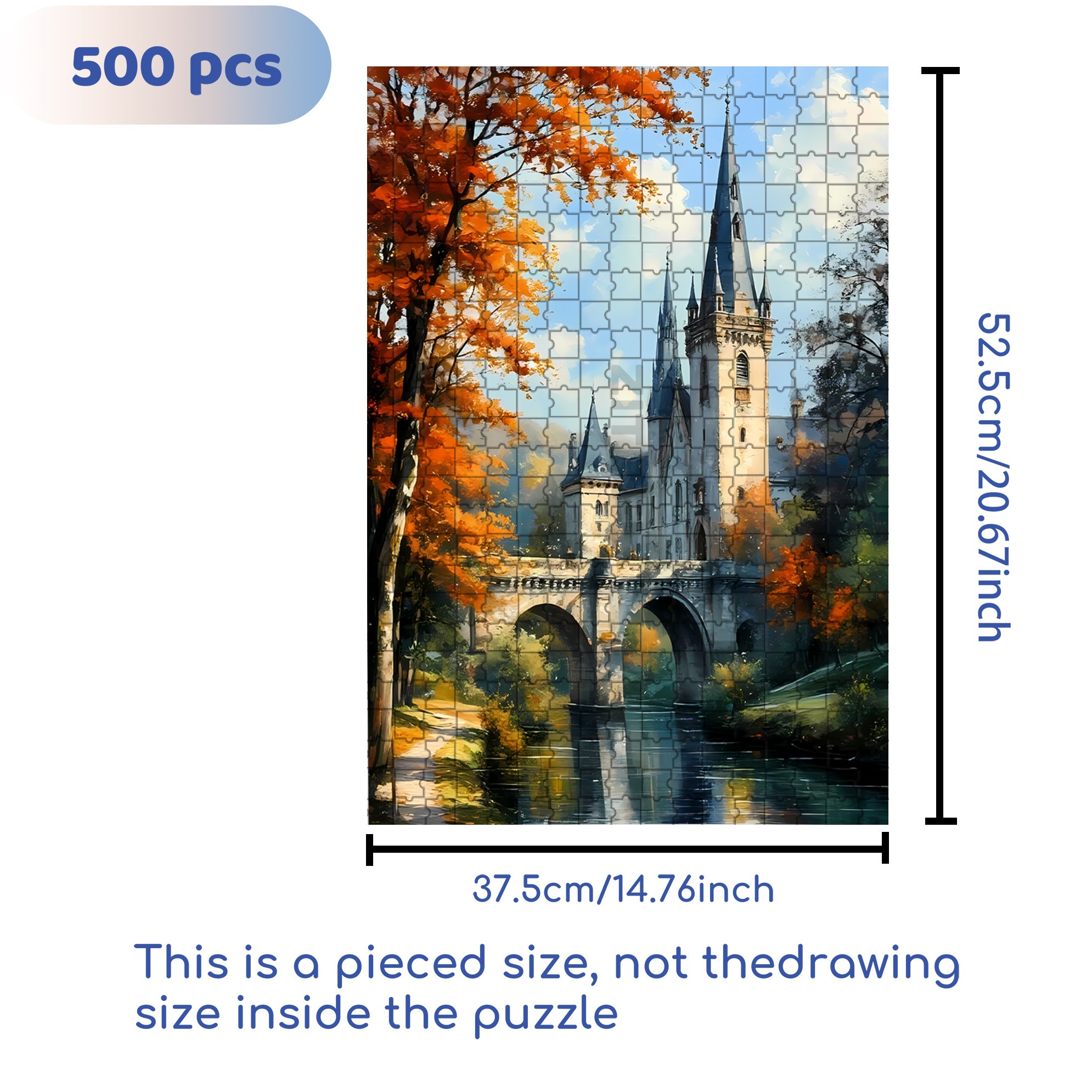 Stone Bridges 500pcs/1000pcs Jigsaw Puzzle, Scratch-Resistant, Interactive Family Game & Brain-Boosting DIY Decor, Perfect for Halloween, Christmas & New Year Gifts, Family Puzzle Game
