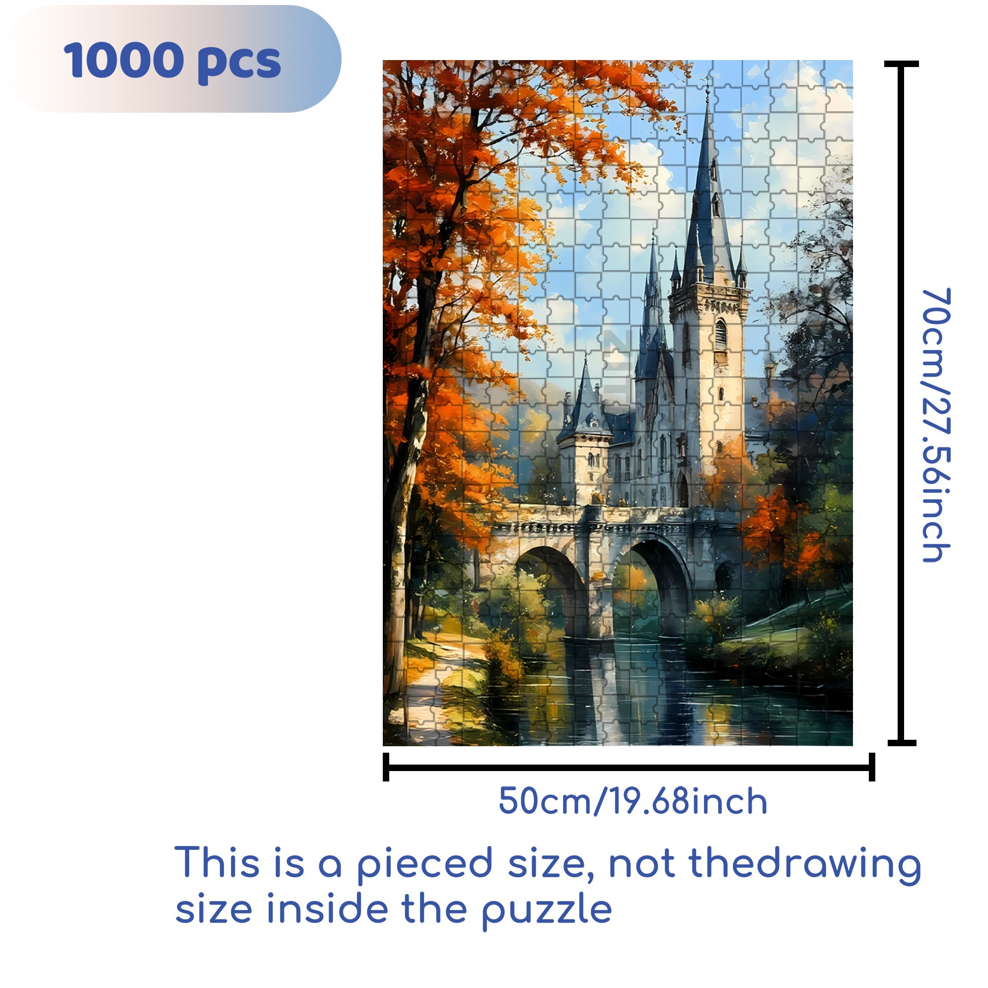 Stone Bridges 500pcs/1000pcs Jigsaw Puzzle, Scratch-Resistant, Interactive Family Game & Brain-Boosting DIY Decor, Perfect for Halloween, Christmas & New Year Gifts, Family Puzzle Game