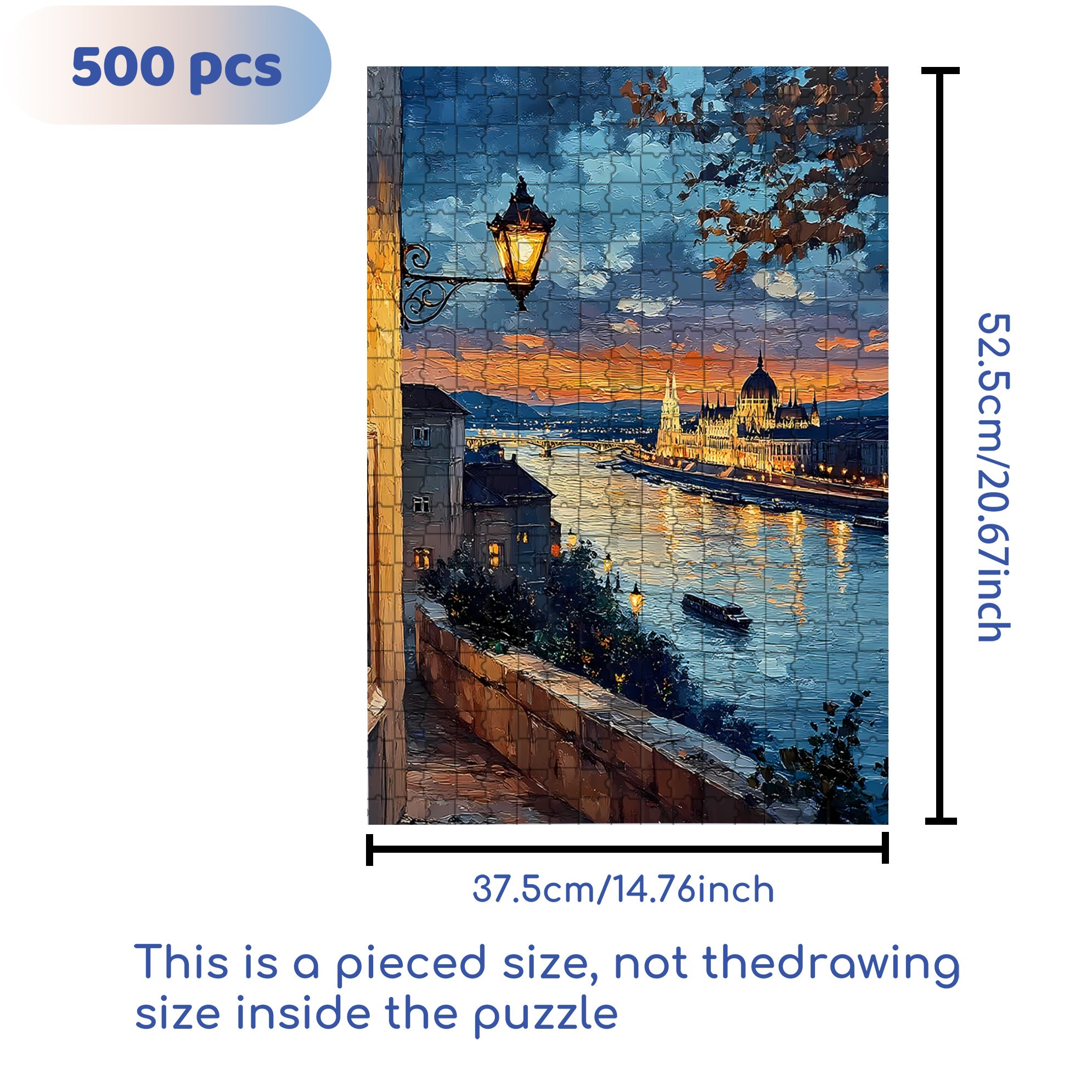 Sunset On The Riverside 500pcs/1000pcs Jigsaw Puzzle, Scratch-Resistant, Interactive Family Game & Brain-Boosting DIY Decor, Perfect for Halloween, Christmas & New Year Gifts, Family Puzzle Game